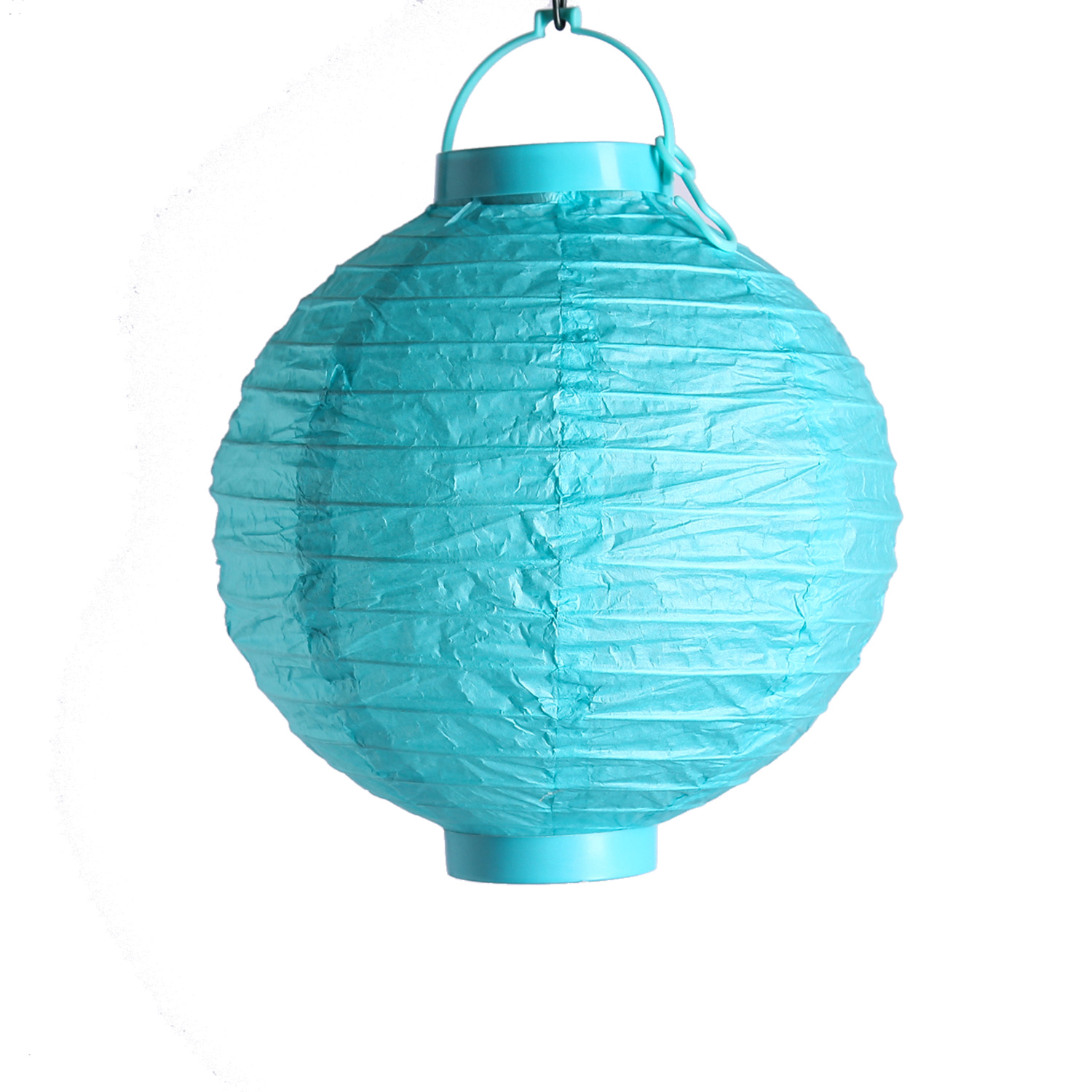 LED Lampion FESTIVAL - kaltweiße LED - D: 30cm - Montagehaken - türkis