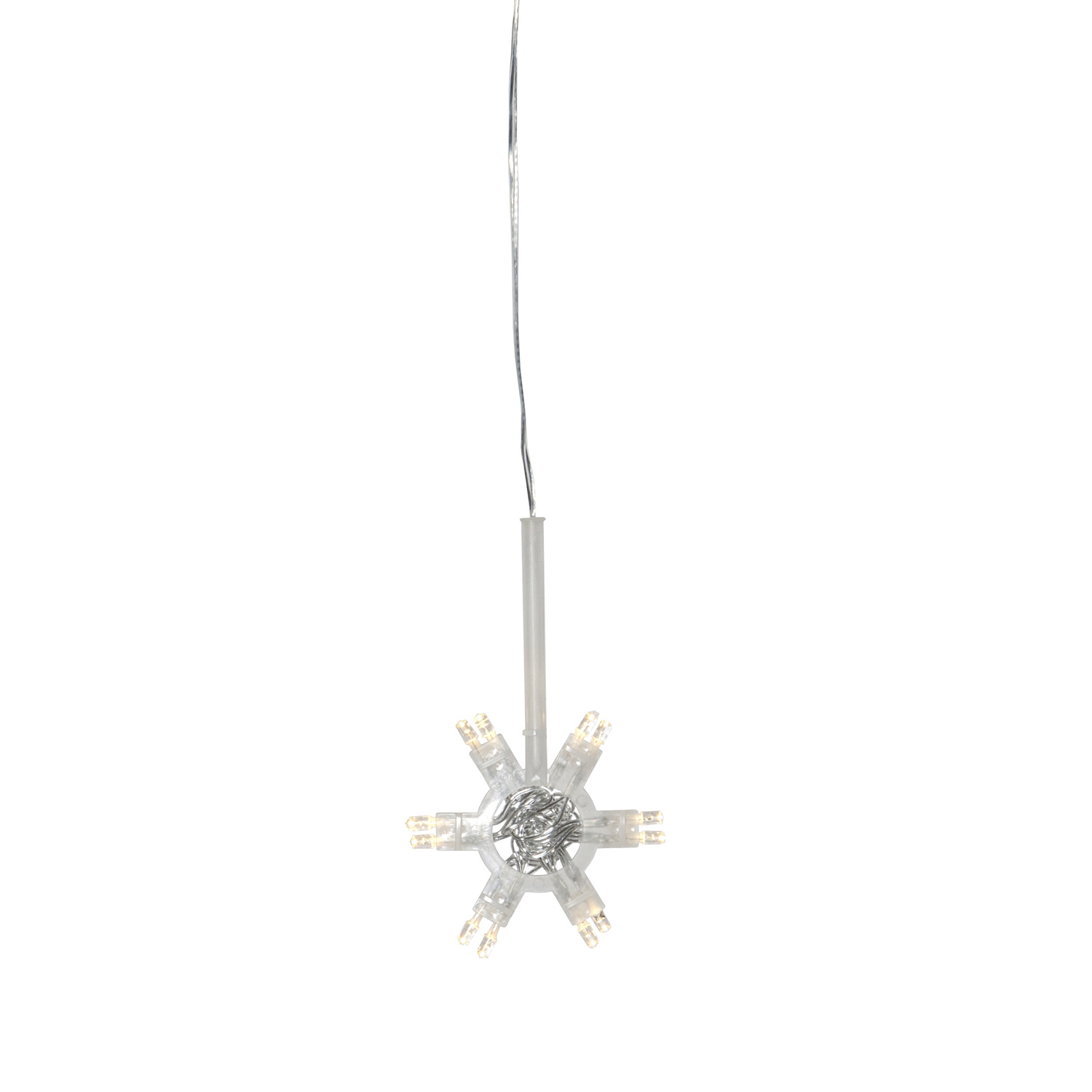 Lichterstern LIGHTY - D: 8,5cm - 12 warmweiße LEDs - Transparentes Kabel - Batterie - Timer