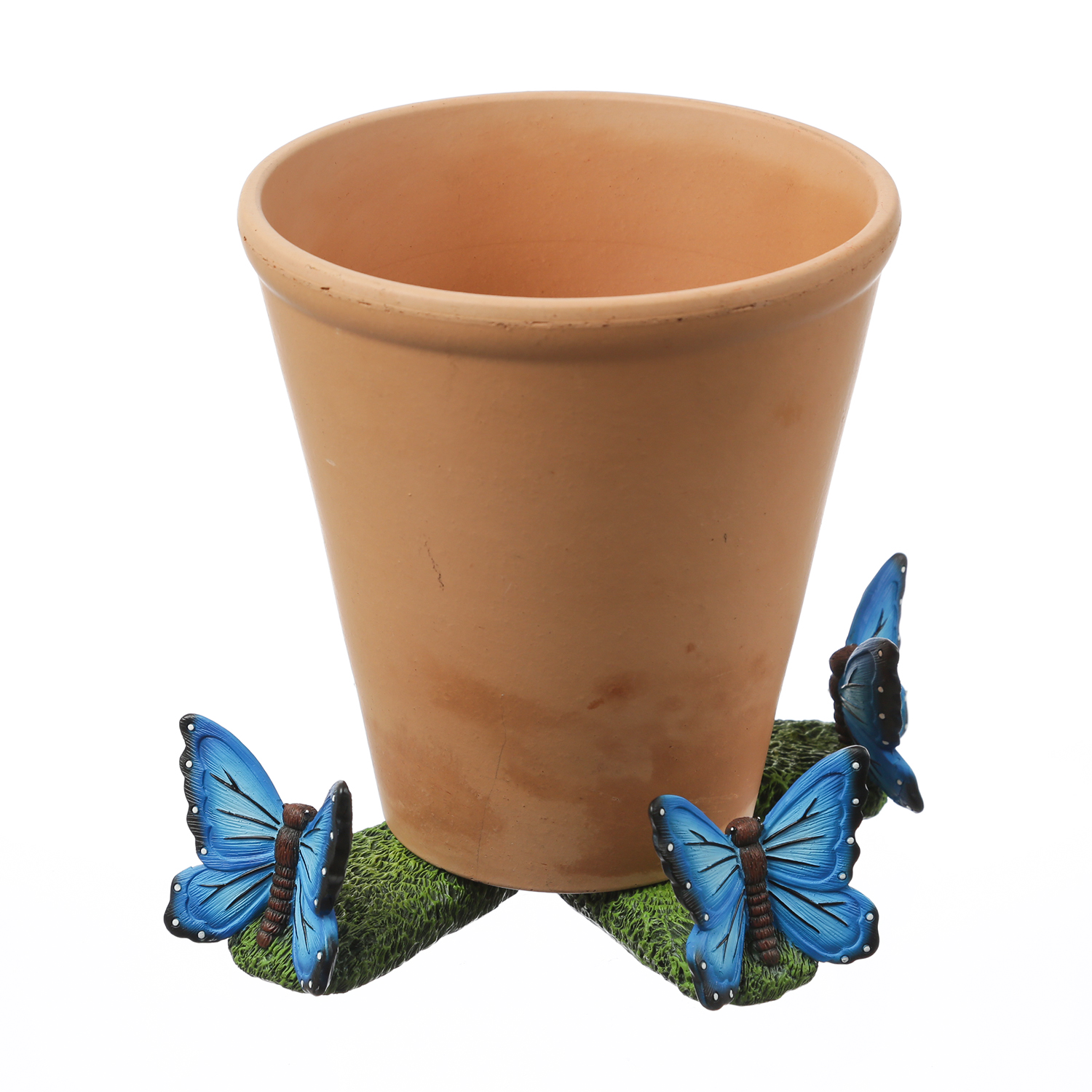 Blumentopffüße Schmetterling - Pflanzkübel Untersetzer - Kübelfüße - Polyresin - blau - 3er Set