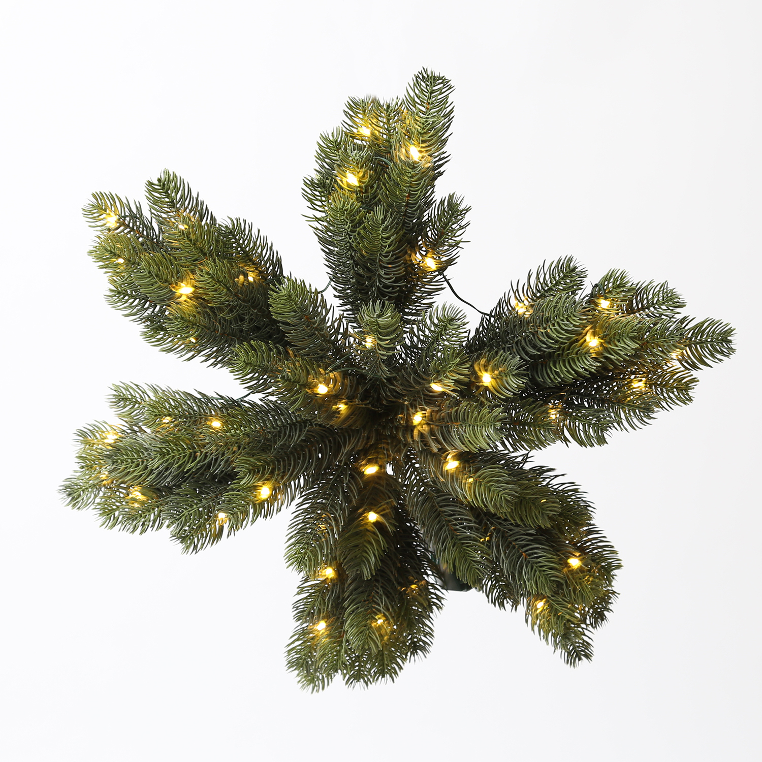 Tannenkranz - sternförmig - Kunststoff - 50 warmweiße LED - D: 50cm - Timer - Batterie - grün