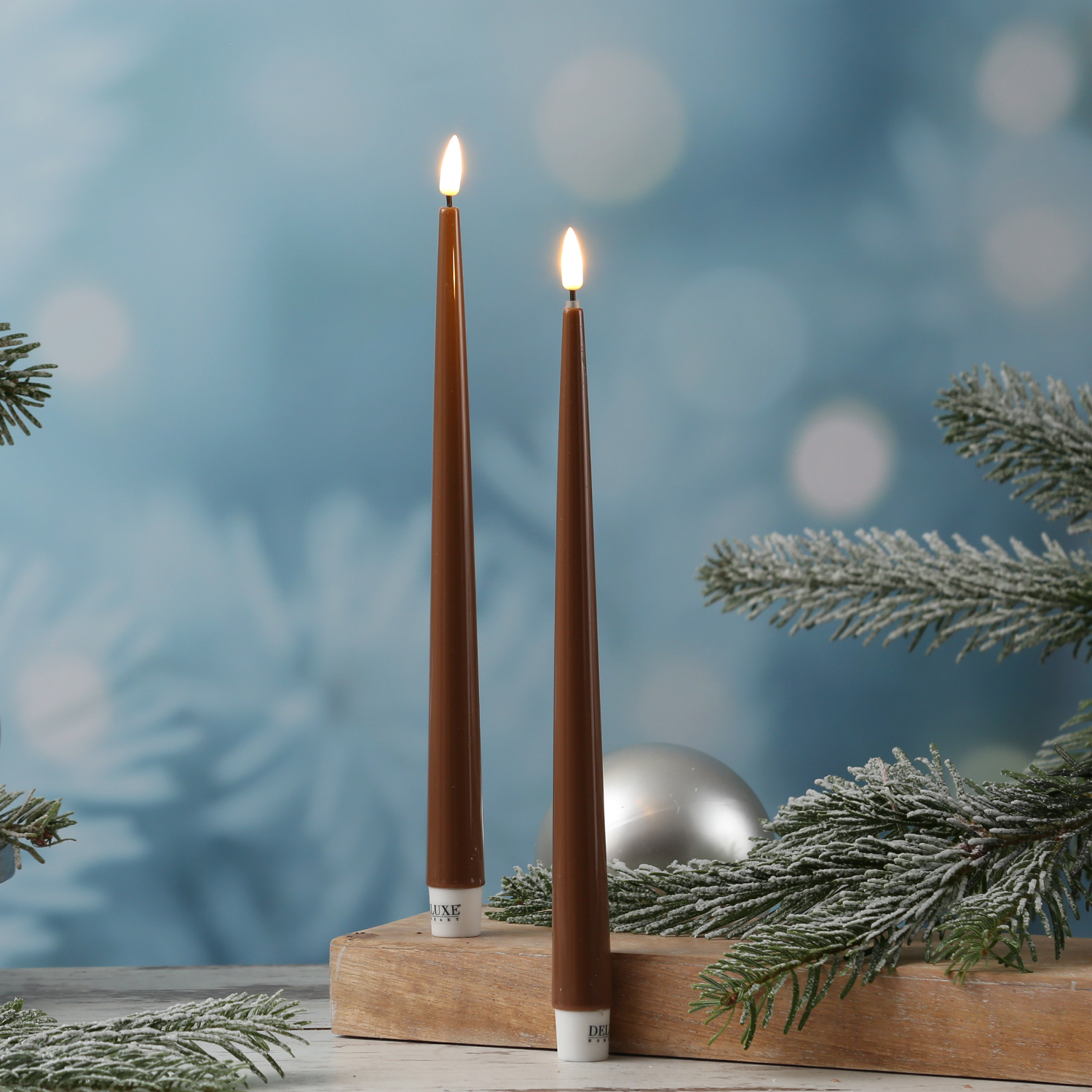 LED Stabkerzen ELLA - Echtwachs - realistische 3D Flamme - H: 28cm - karamell - 2 Stück