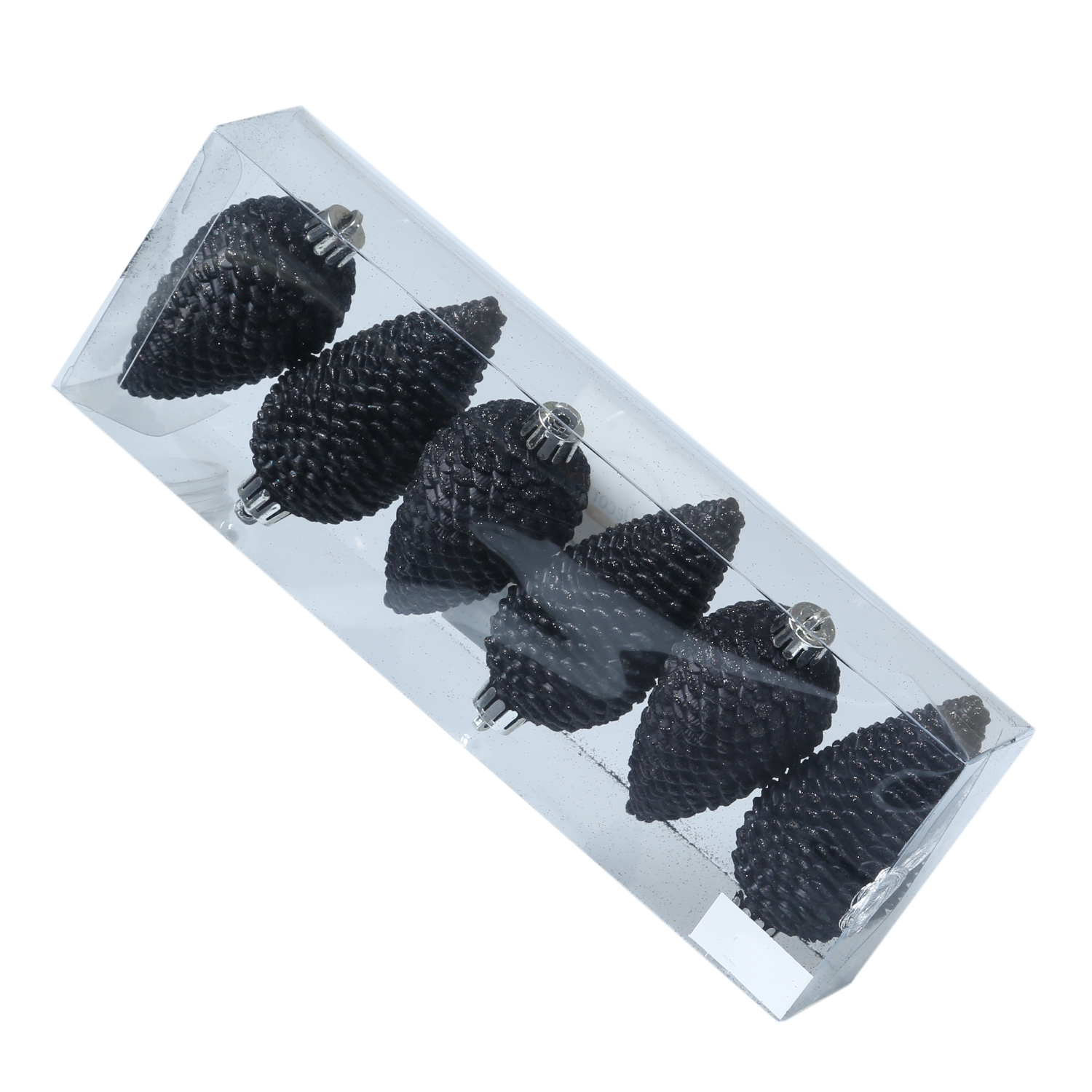 Christbaumschmuck ZAPFEN - Weihnachtsschmuck - bruchfest - glitzernd - H: 8cm - schwarz - 6er Set Christbaumschmuck ZAPFEN - Weihnachtsschmuck - bruchfest - glitzernd - H: 8cm - schwarz - 6er Set