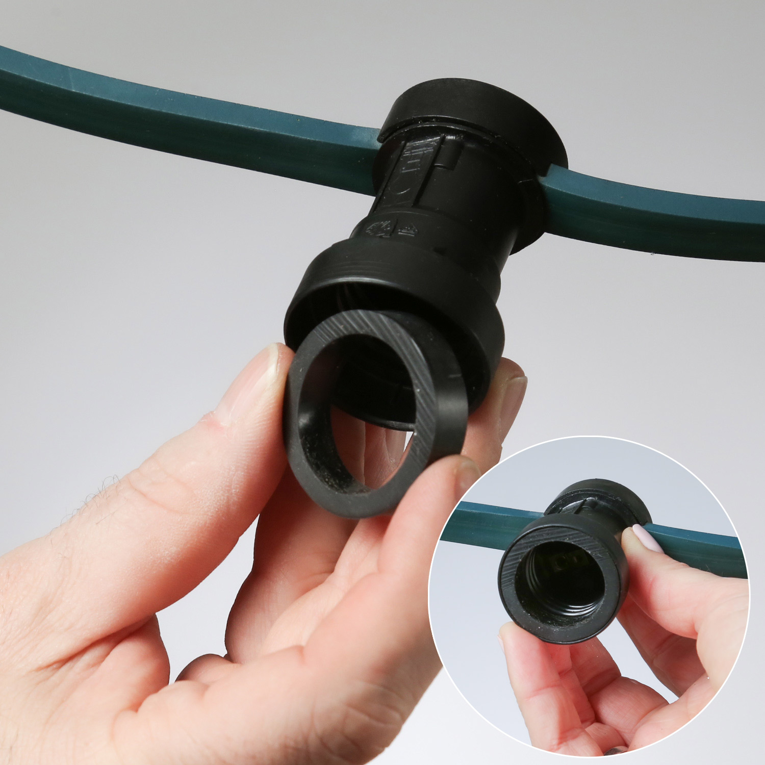 Illu-/Partylichterkette 30m - Außenlichterkette grün - Made in Germany - 50x dimmbare Halogenlampen