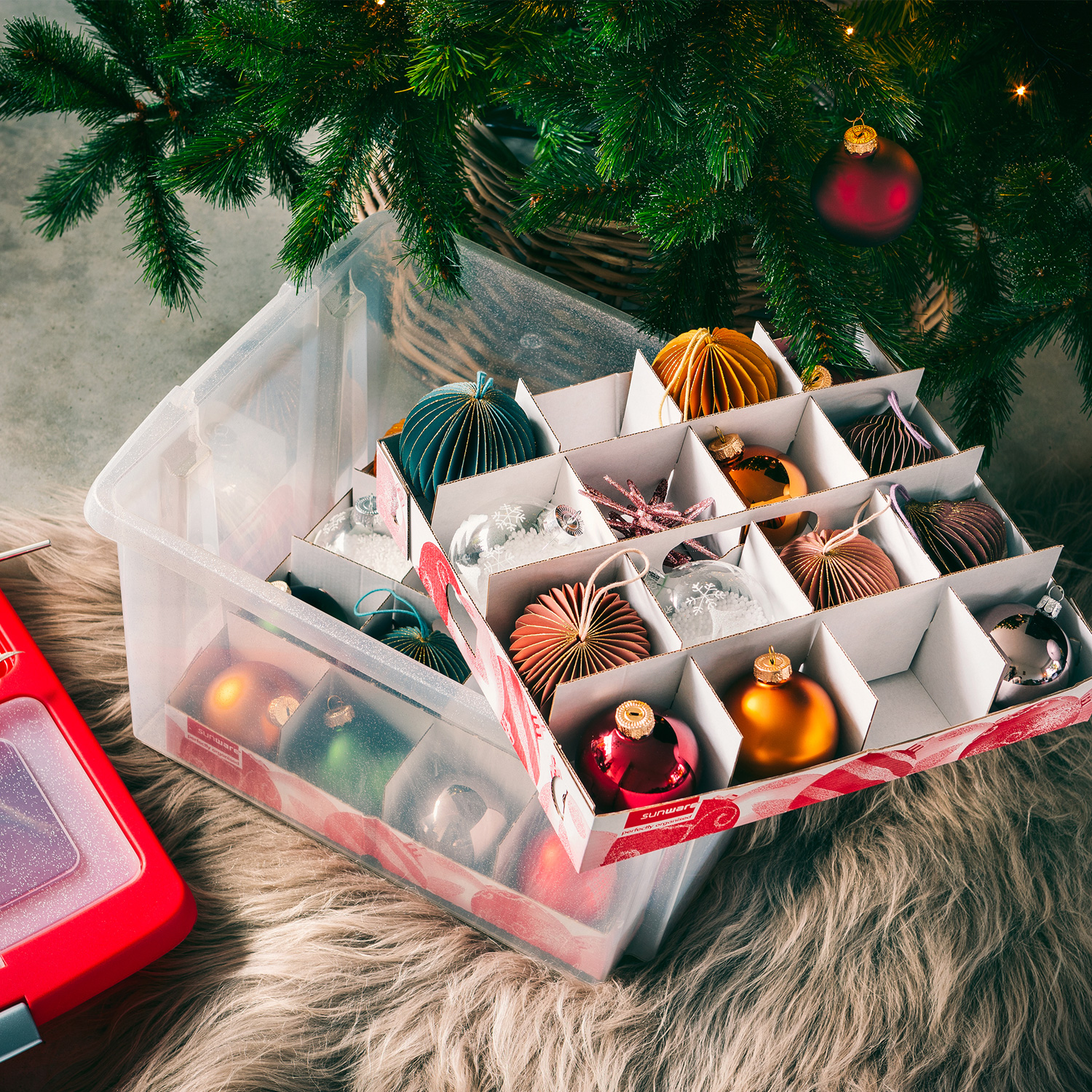 Weihnachtskugelbox NESTA 32 Liter - mit Trays für 32 Kugeln