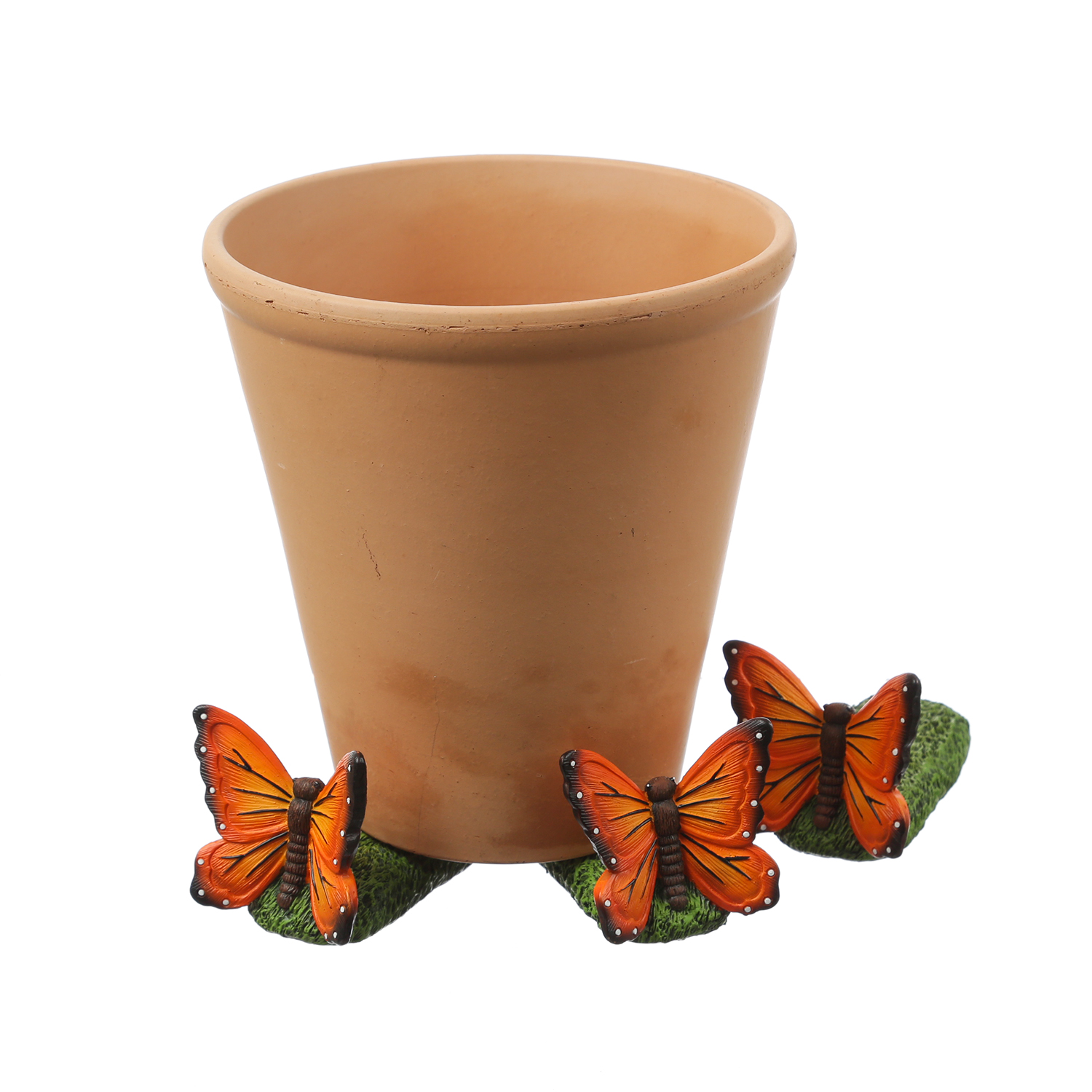 Blumentopffüße Schmetterling - Pflanzkübel Untersetzer - Kübelfüße - Polyresin - orange - 3er Set