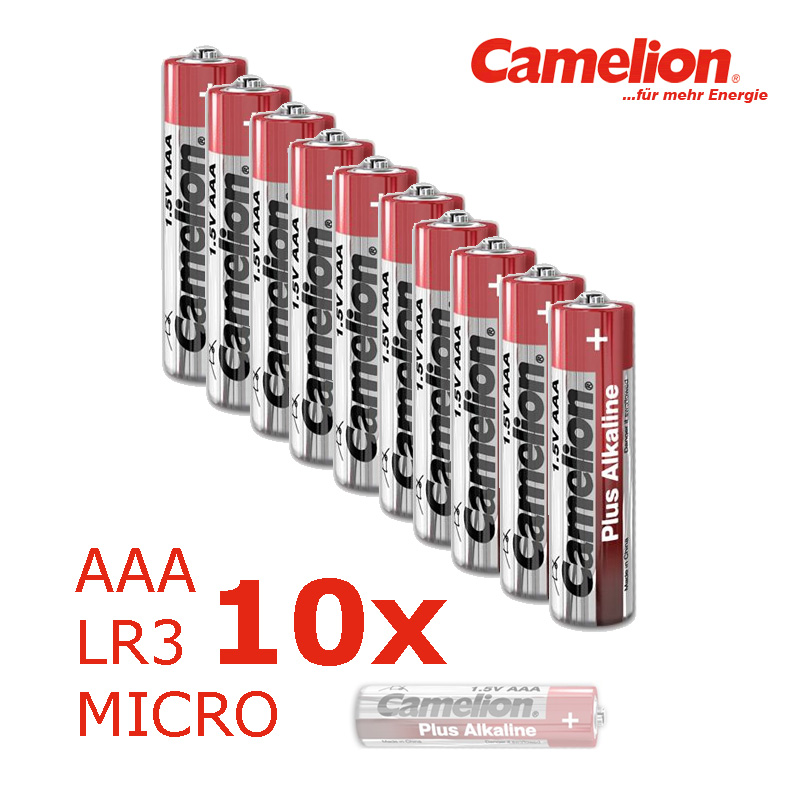 10 x Batterie Micro AAA LR3 1,5V PLUS Alkaline - Leistung auf Dauer - CAMELION