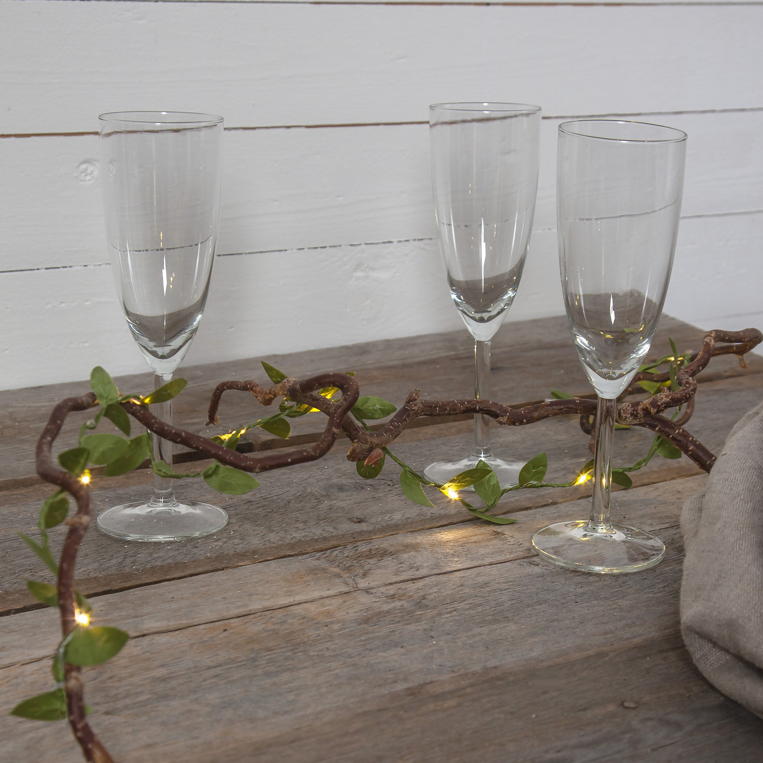 LED Lichterkette "Blätter" - 10 warmweiße LED - L: 95cm - Batteriebetrieb - grüne Blätter