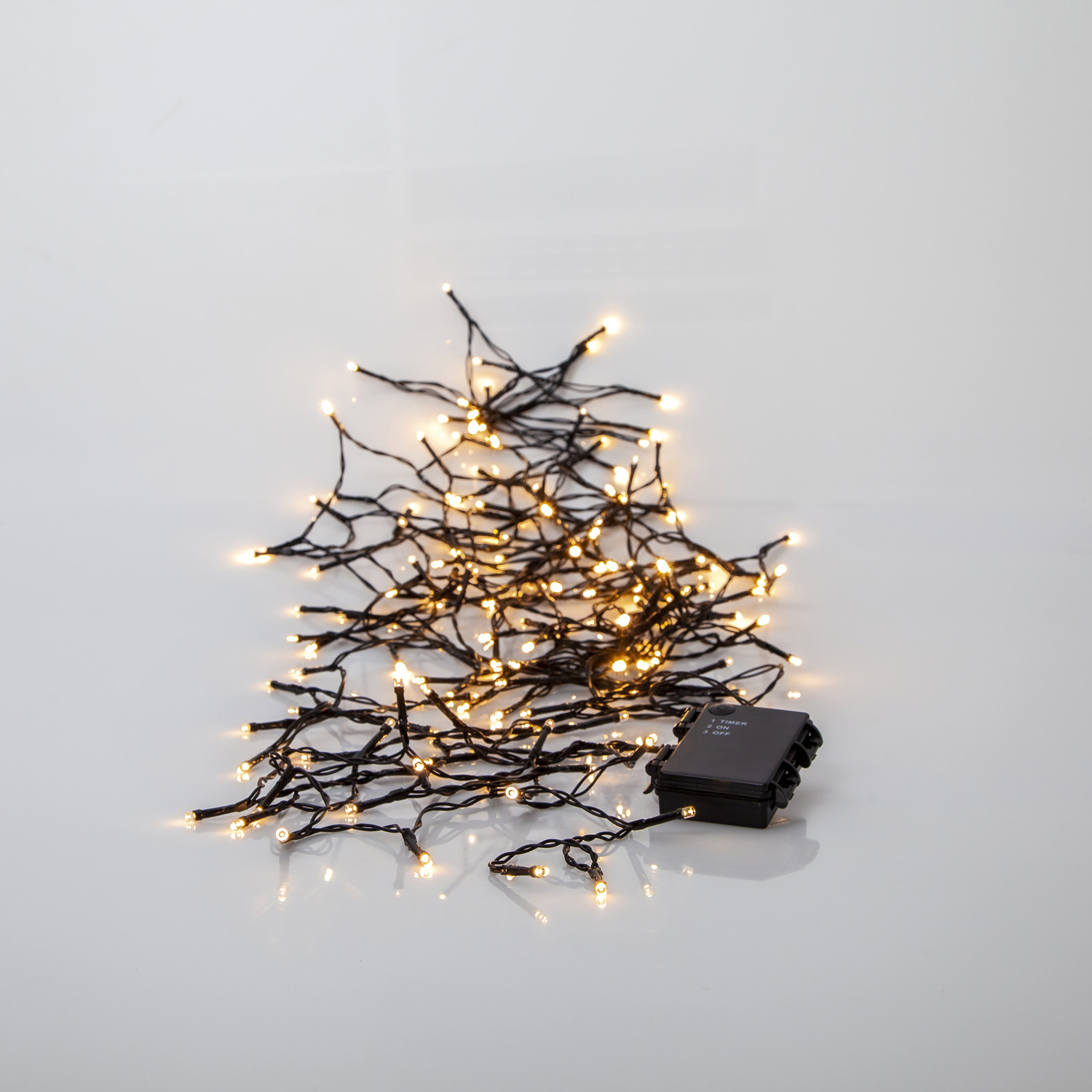 LED Lichterkette - AKKU - 160 warmweiße LED -  L: 11,2m -  Batterie - Timer - outdoor - schwarz