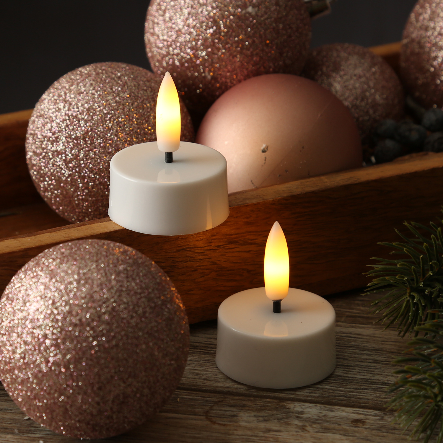 LED Mini Teelichter - Kunststoff - inkl. Batterien - Timer - D: 3,8cm - weiß - 2 Stück