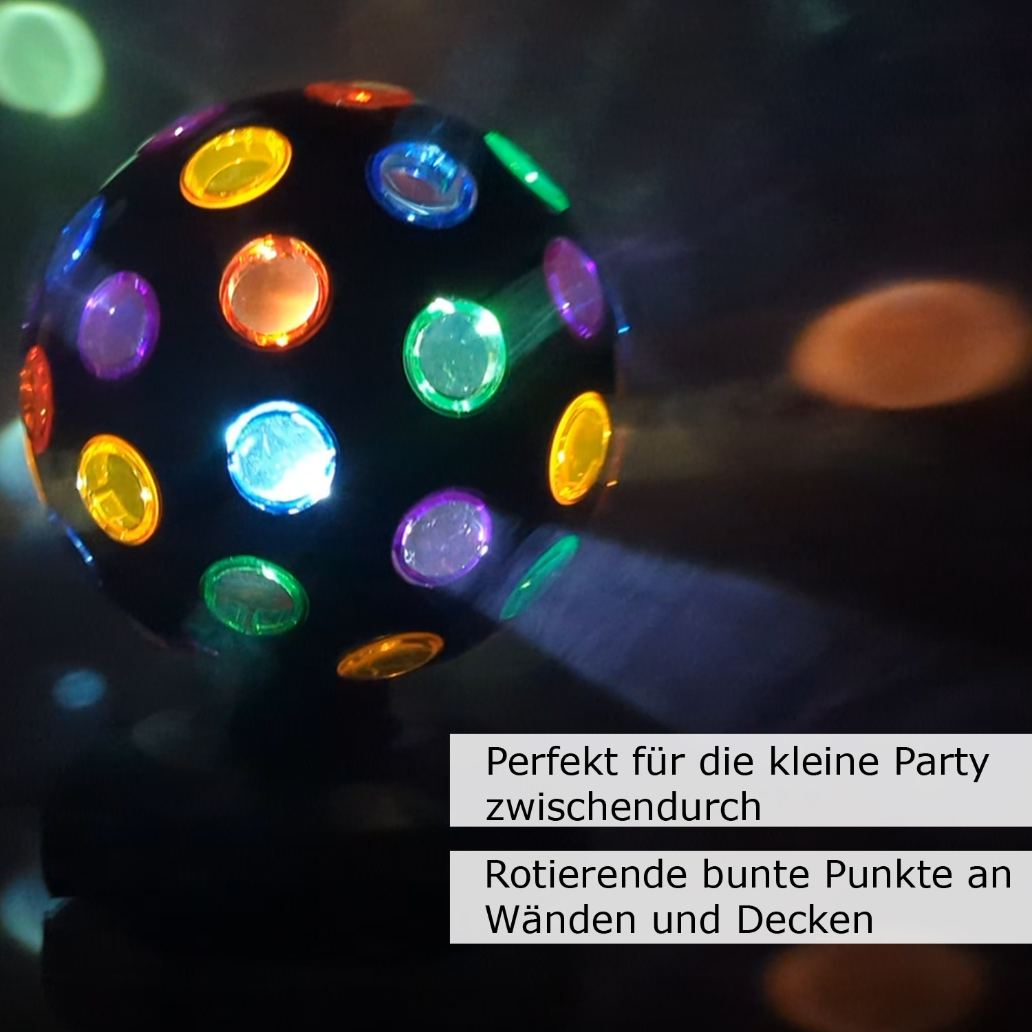 Disco Ball Lichteffekt - Partyeffekt - drehendes Discolicht - H 21cm - Batteriebetrieb/USB Kabel
