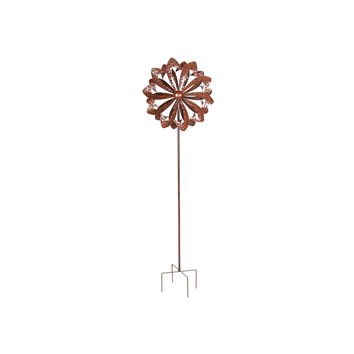 Doppel Windrad ANTIK - Gartendeko - Metall - Erdspieß - H: 140cm - kupferfarben