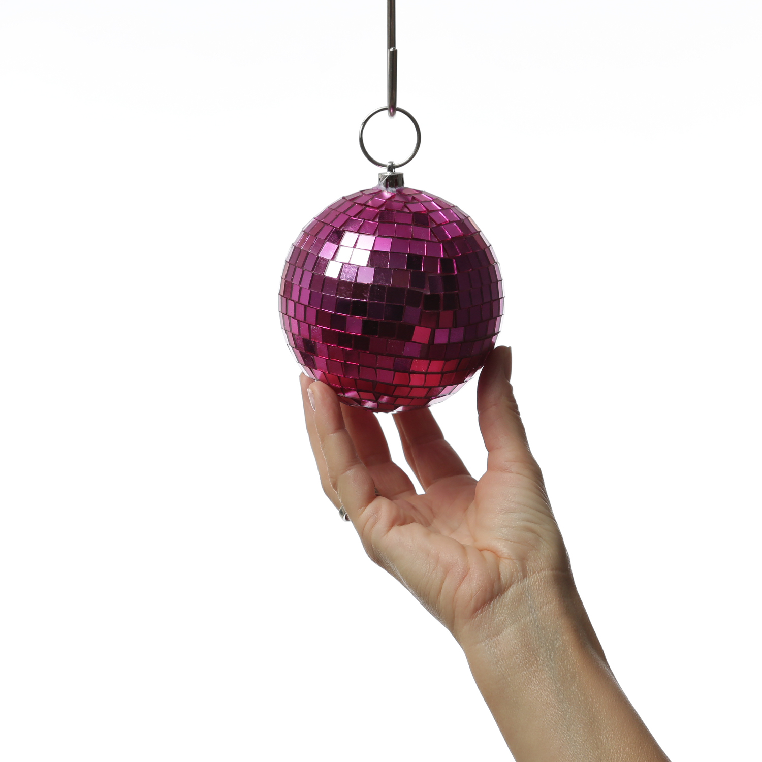 Spiegelkugel 10cm - Discokugel - Echtglas - 7x7mm Spiegel - pink