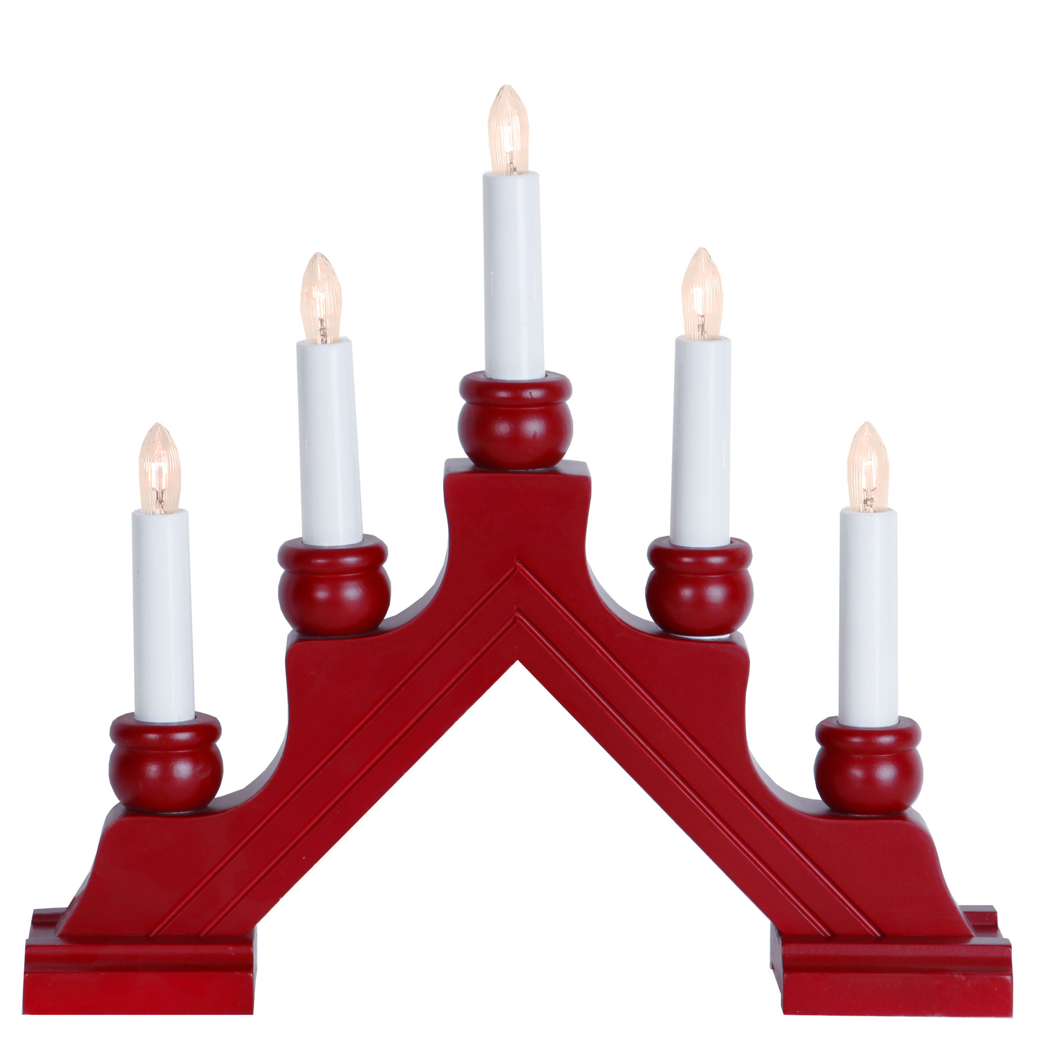 Fensterleuchter KARIN - 5 warmweiße Glühlampen - L: 30cm, H: 28cm - Schalter - Rot