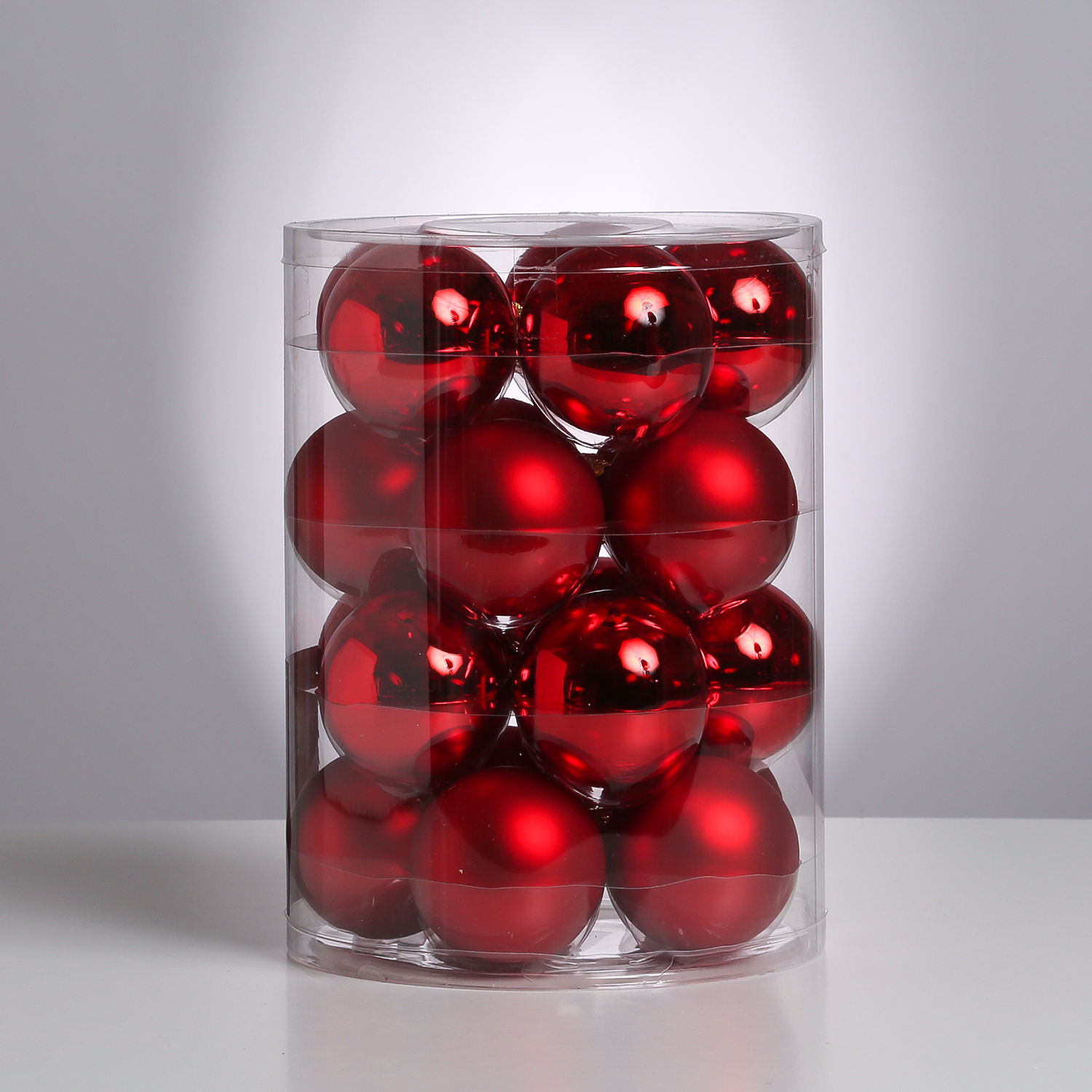 Christbaumkugel - Weihnachtsbaumkugel - Glas - D: 6cm - glänzend und matt - rot - 20er Set