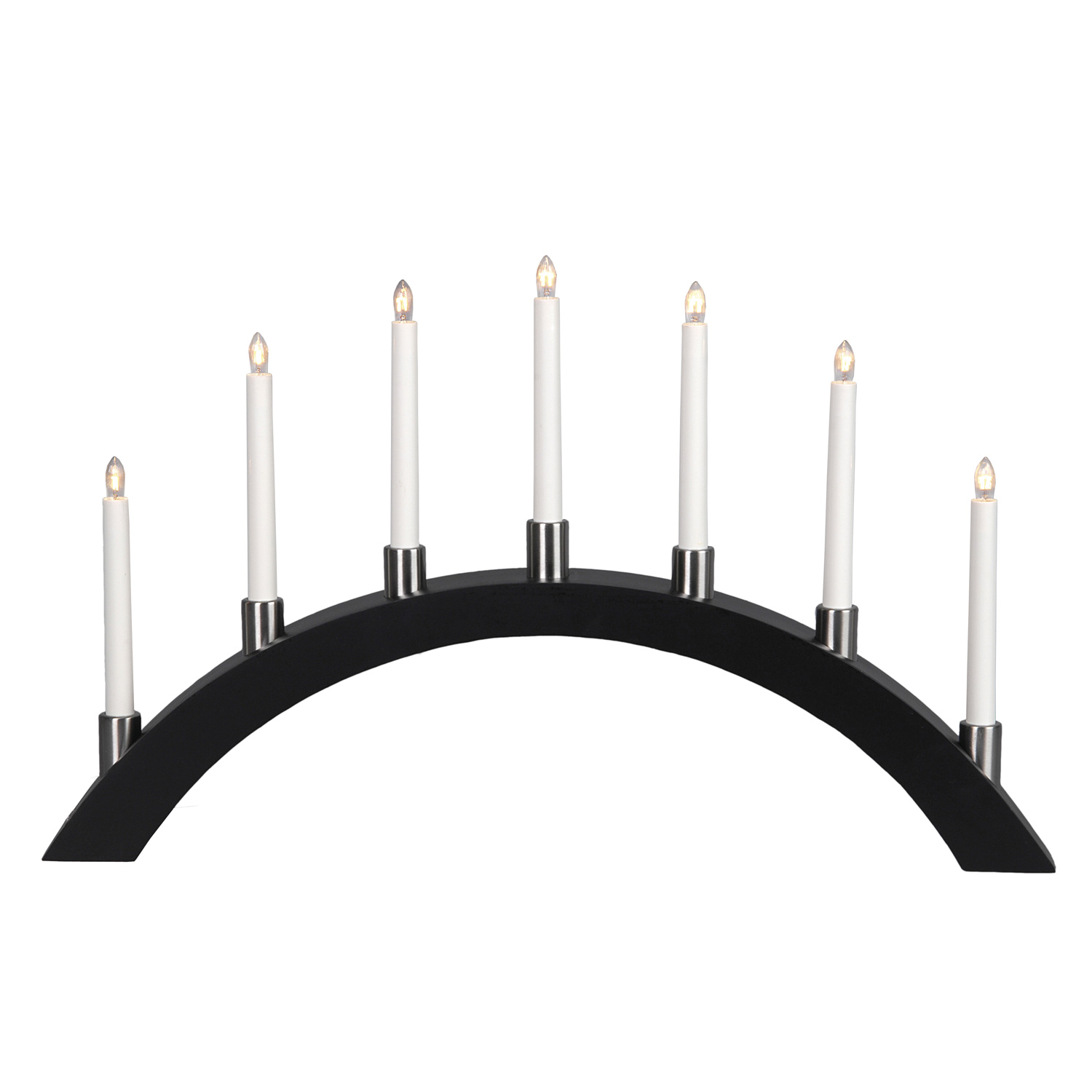 Lichterbogen TALL  - 7 warmweiße Glühlampen - L: 67cm, H: 40cm - Holz - Schalter - Schwarz