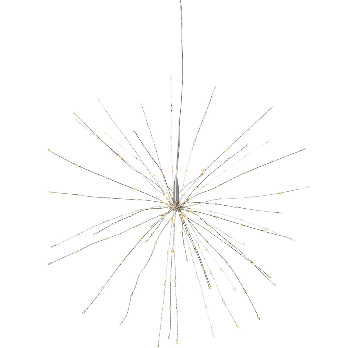 3D LED Stern Feuerwerk - hängend - 200 warmweiße LED - D: 45cm - für Innen - silber