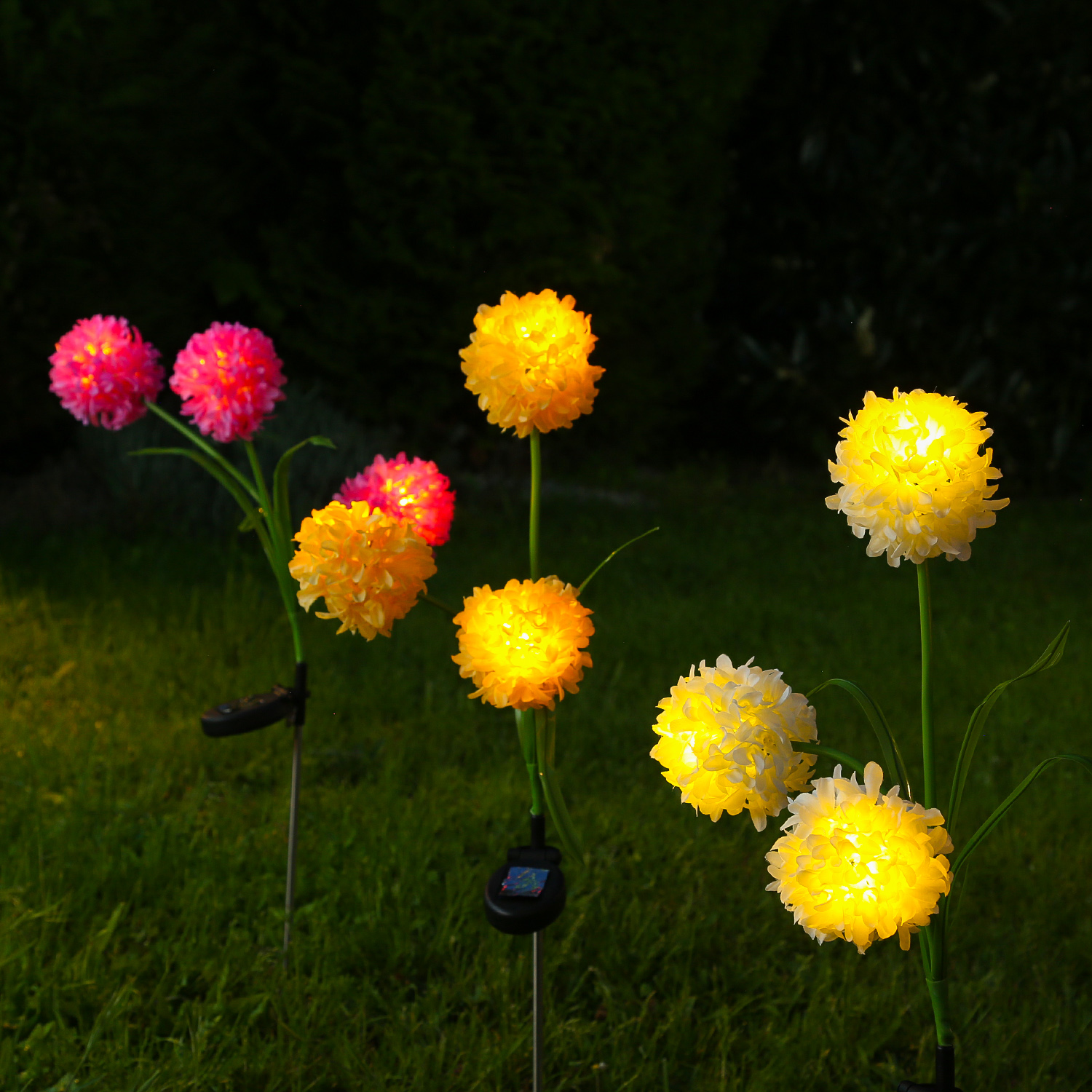 LED Solar Gartenstecker Blume - warmweiße LED - H: 70cm - Lichtsensor - gelb