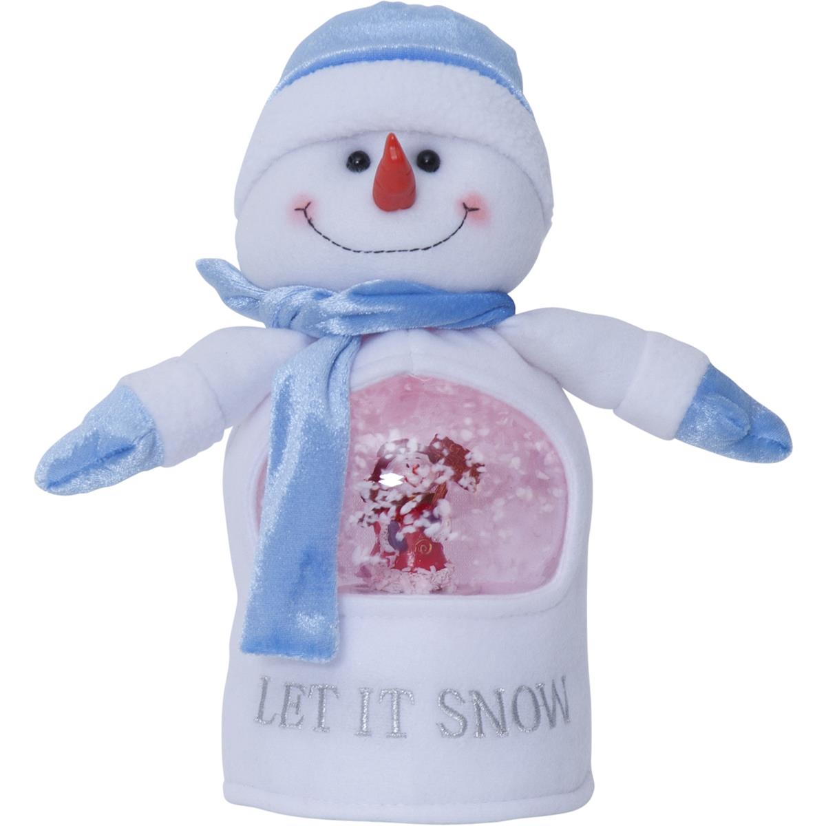 LED Stoff-Figur Schneemann - Schneekugel mit Sensor - 1 warmweiße LED - H: 26cm - Batteriebetrieb