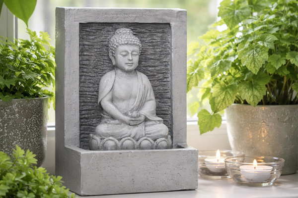 Brunnen Buddha polyresin Hochspannung Indoor dunkel