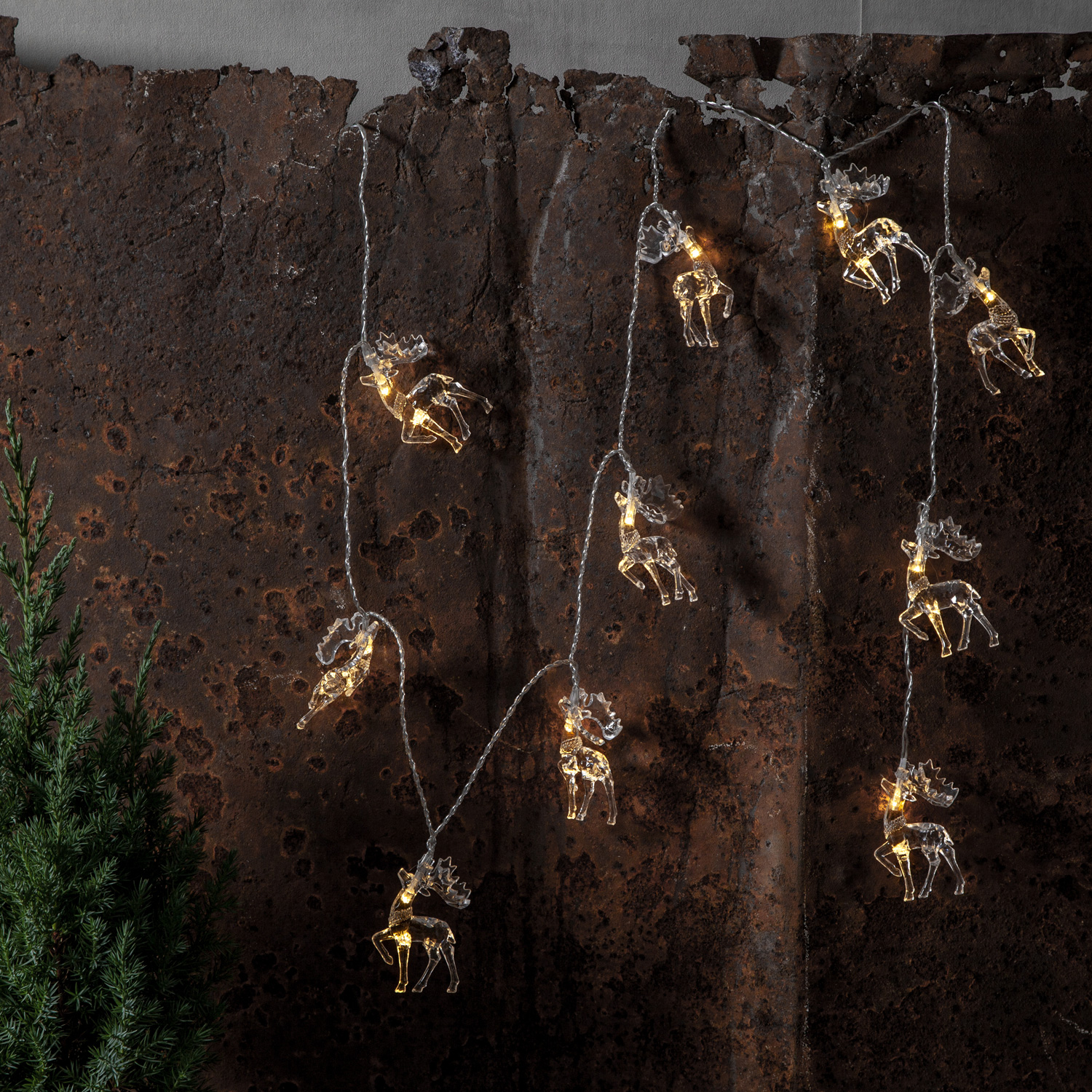 LED Lichterkette IZY Rentier - 10 warmweiße LED - L: 1,35m - Timer - Batterie - Innen