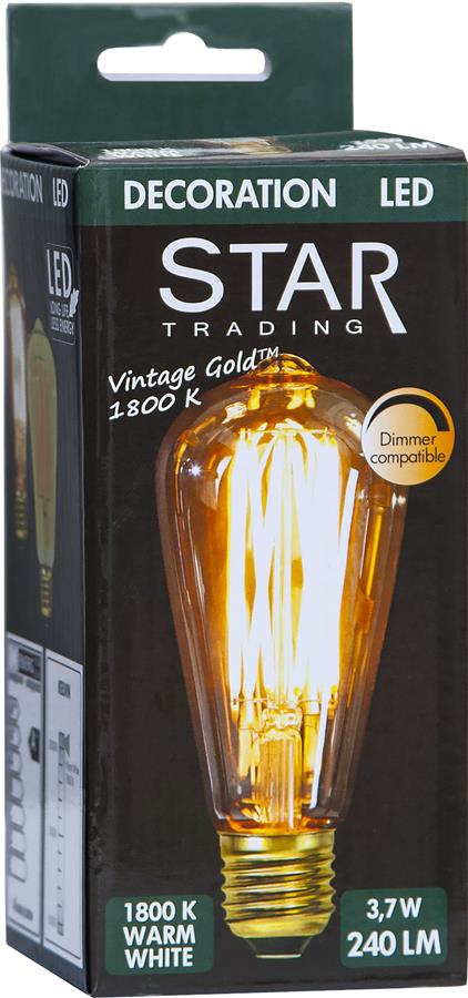 LED DEKO Leuchtmittel VINTAGE ST64 - E27 - 3,7W - UWW 1800K - 240lm - dimmbar
