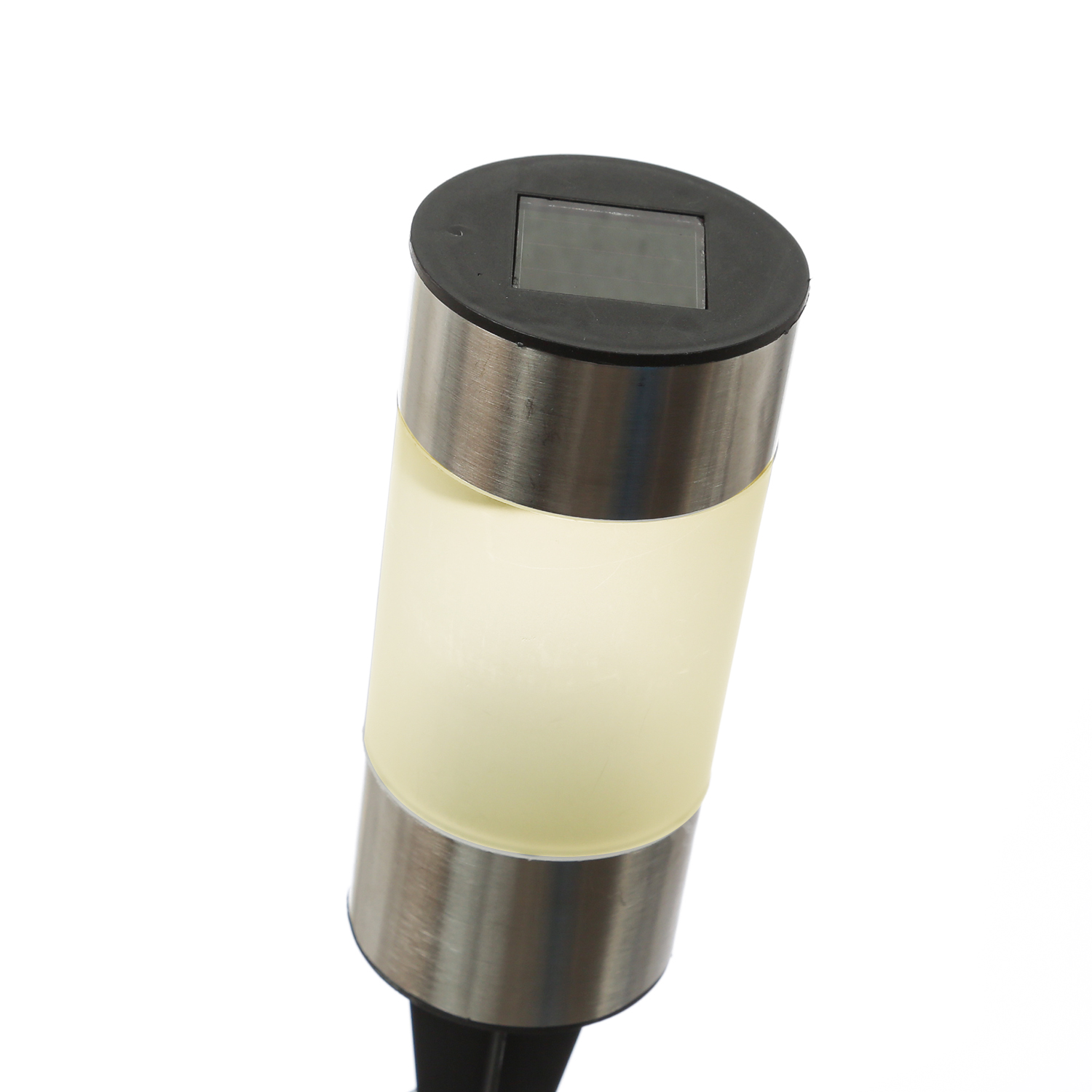 LED Solar Wegleuchten mit Erdspieß - Edelstahl - warmweiße LED - H: 14cm - silber - 10er Set