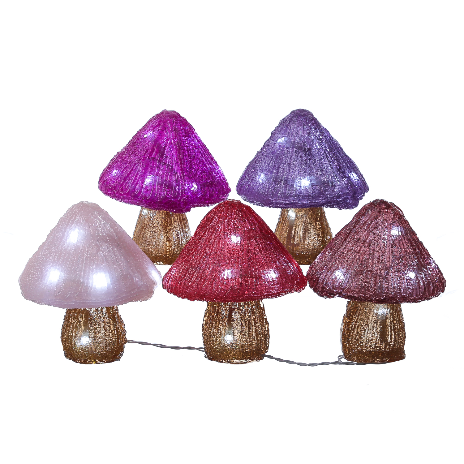 LED Pilze - Acrylfigur - 50 kaltweiße LED - H: 15cm - Timer - Batteriebetrieb - für Außen