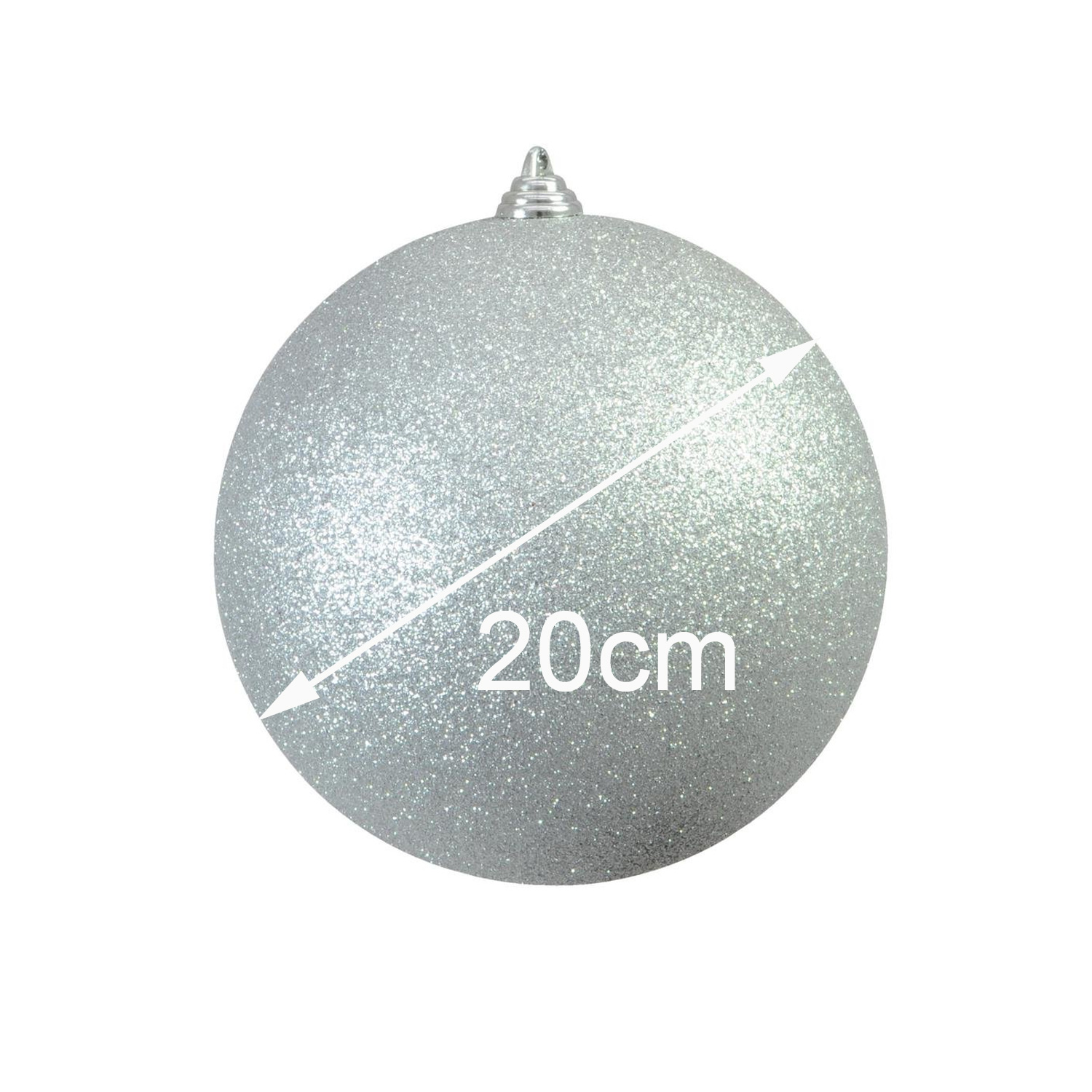 XL Dekokugel 20cm - Baumkugel - silber glitzernd - Innendeko - robustes Polyethylen