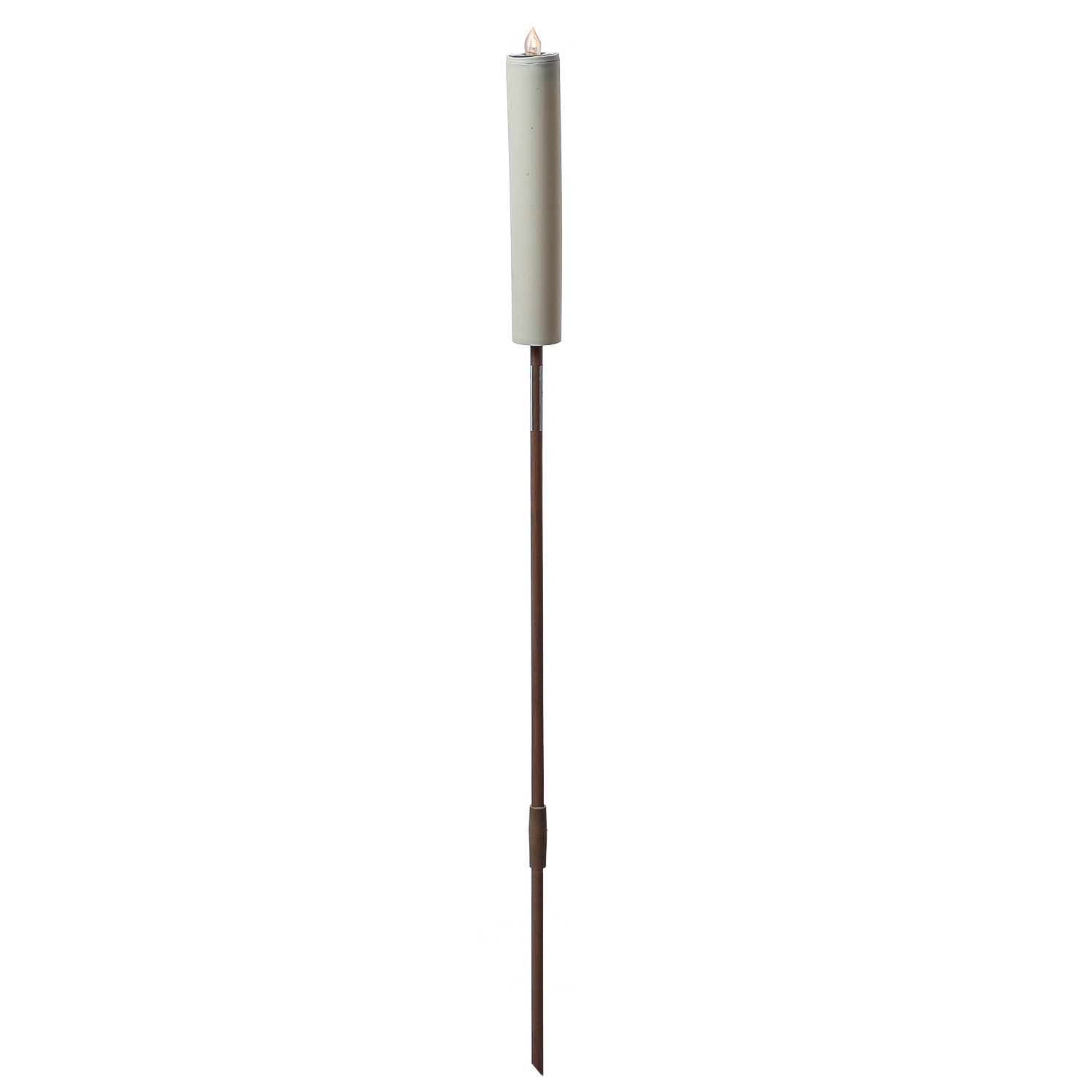 LED Solar Stabkerze - Gartenstecker - gelbe LED - H: 98cm - Dämmerungssensor - weiß