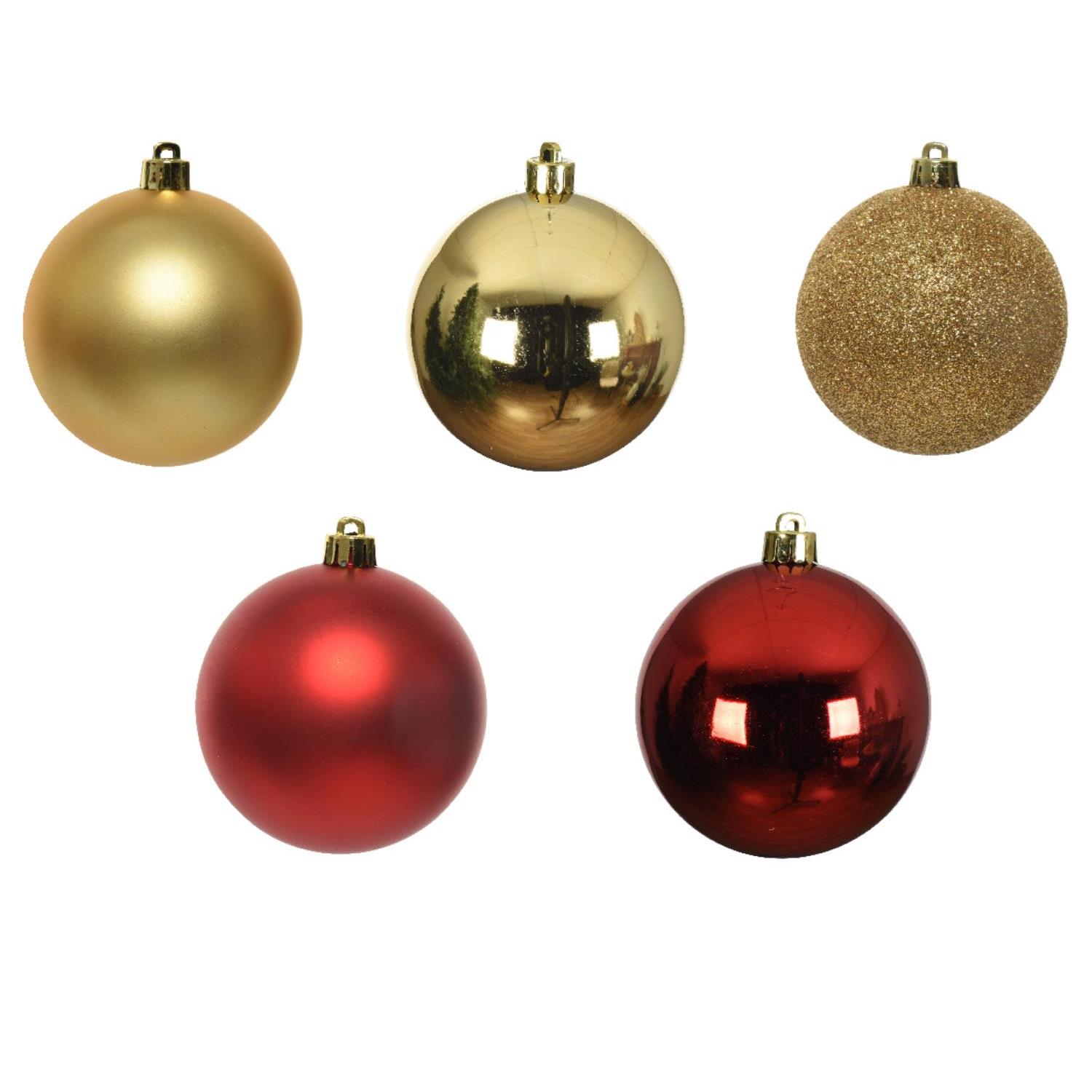 Christbaumkugel - Weihnachtskugel - bruchfest - D: 6cm - glänzend matt glitzernd - gold rot - 30St.