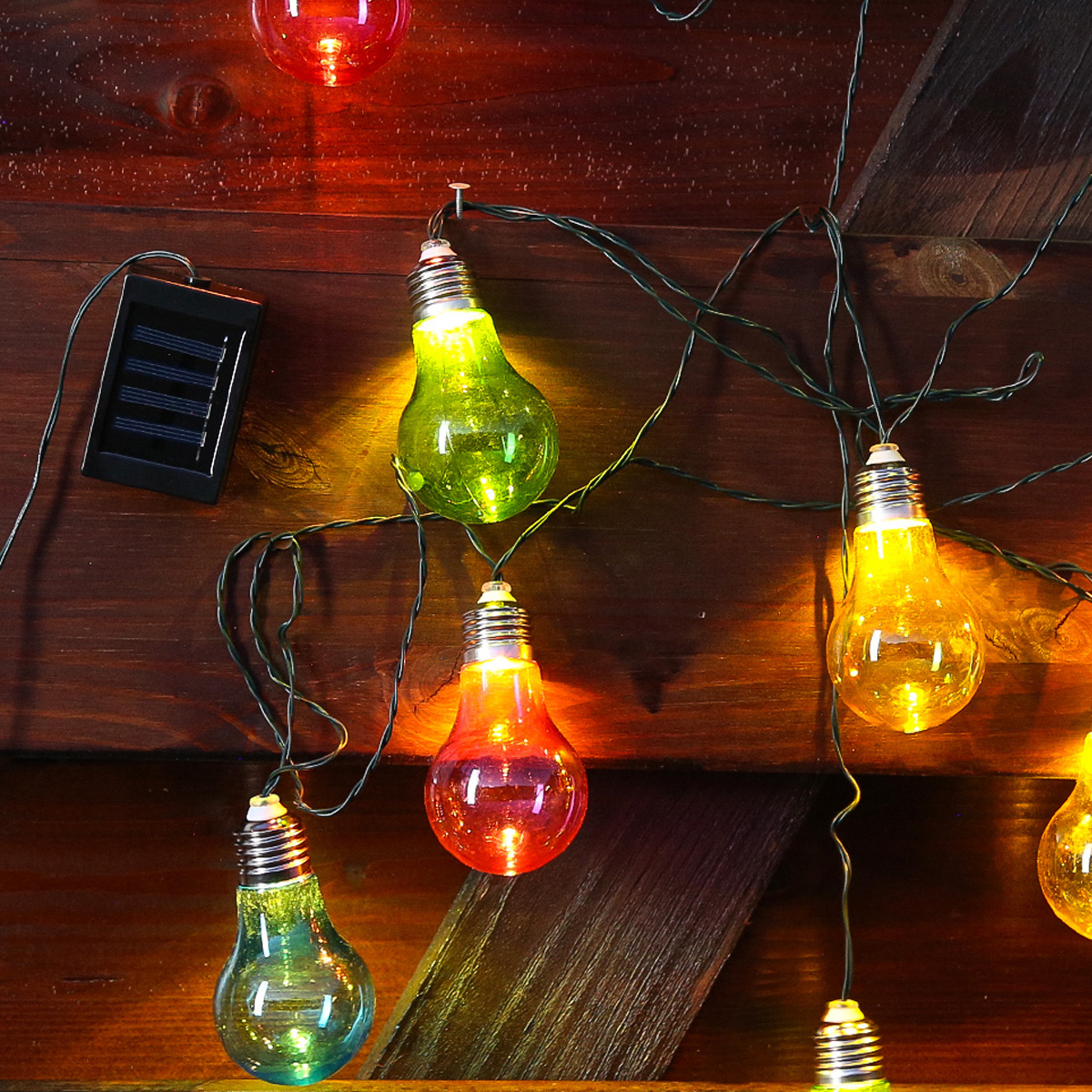 LED Solar Lichterkette - 10 warmweiße LED - L: 4,5m - Außen - Lichtsensor - bunt Glühbirnen
