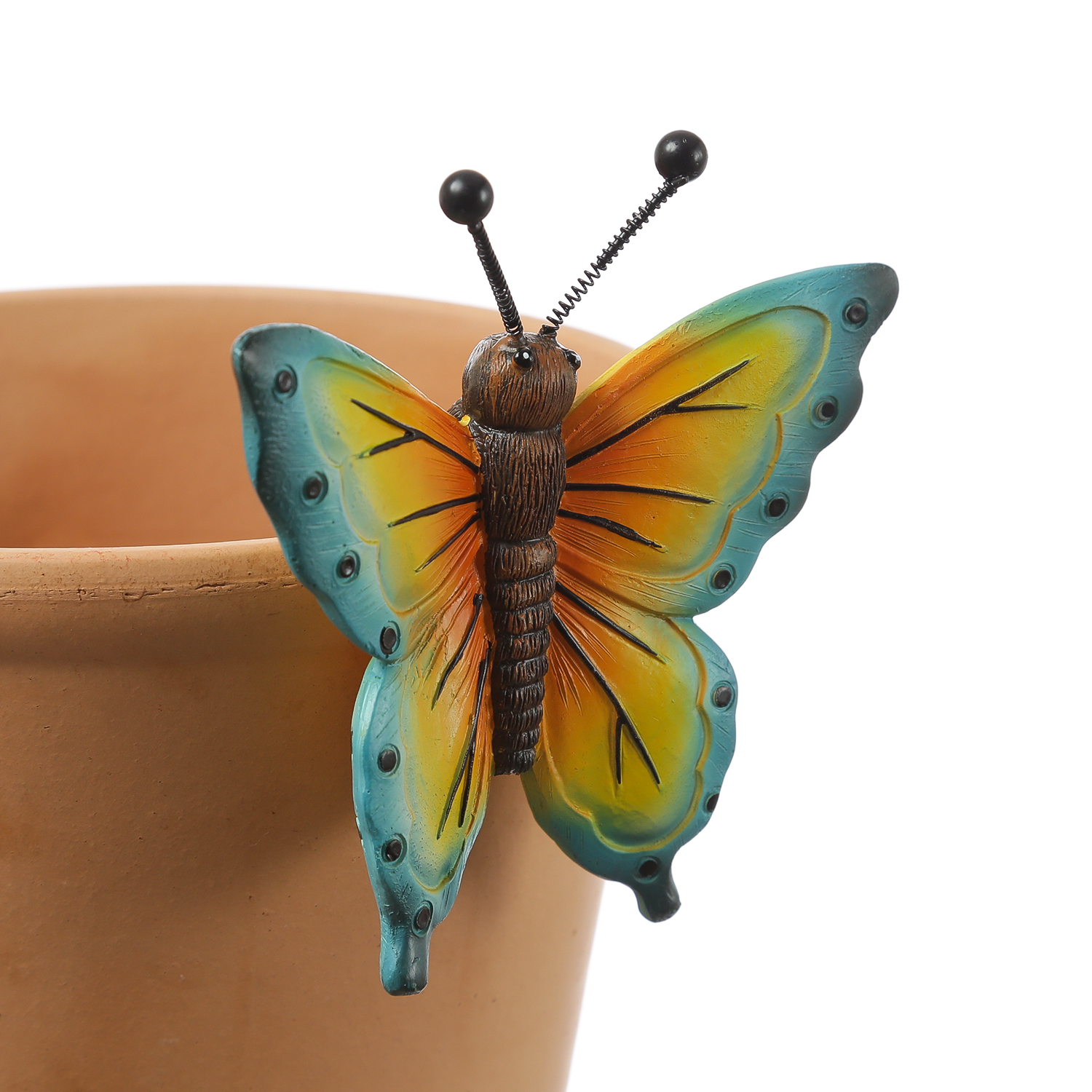 Blumentopfhänger Schmetterling - Dekofigur als Topfhänger - Tierfigur - Polyresin - H: 11cm