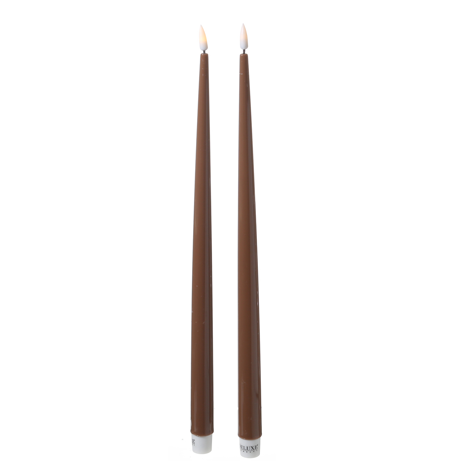 LED Stabkerzen ELLA - Echtwachs - realistische 3D Flamme - H: 38cm - karamell - 2 Stück