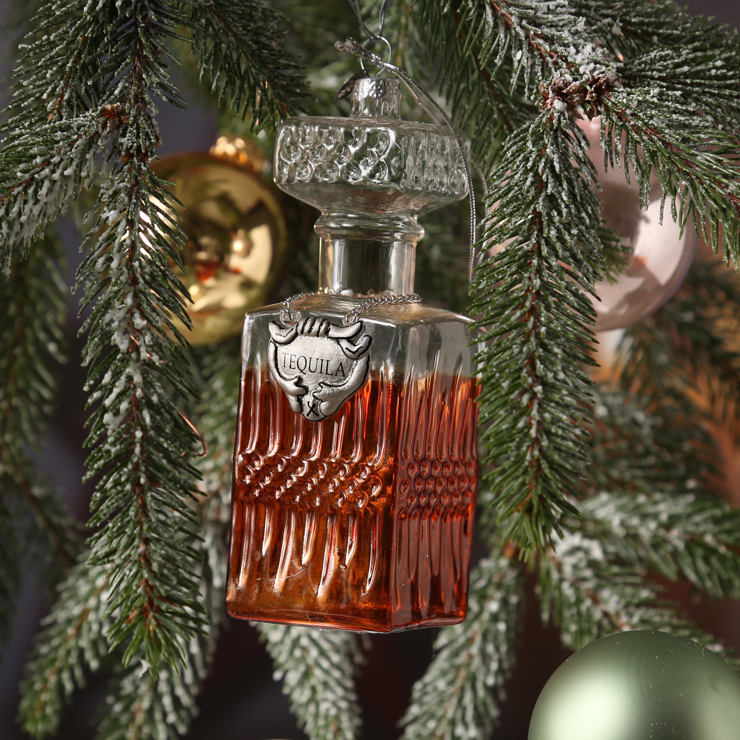 Christbaumschmuck TEQUILA - Glas - inkl. Aufhänger - H: 14,9cm - eckig - transparent