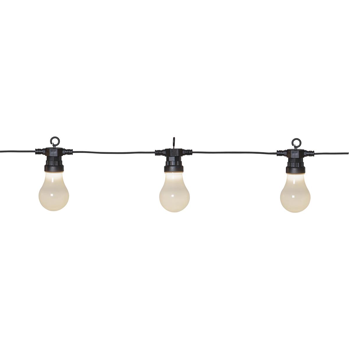 LED Lichterkette "Circus" - 10 opal weiße Birnen - warmweiße LED - 4,05m - inkl. Trafo - outdoor