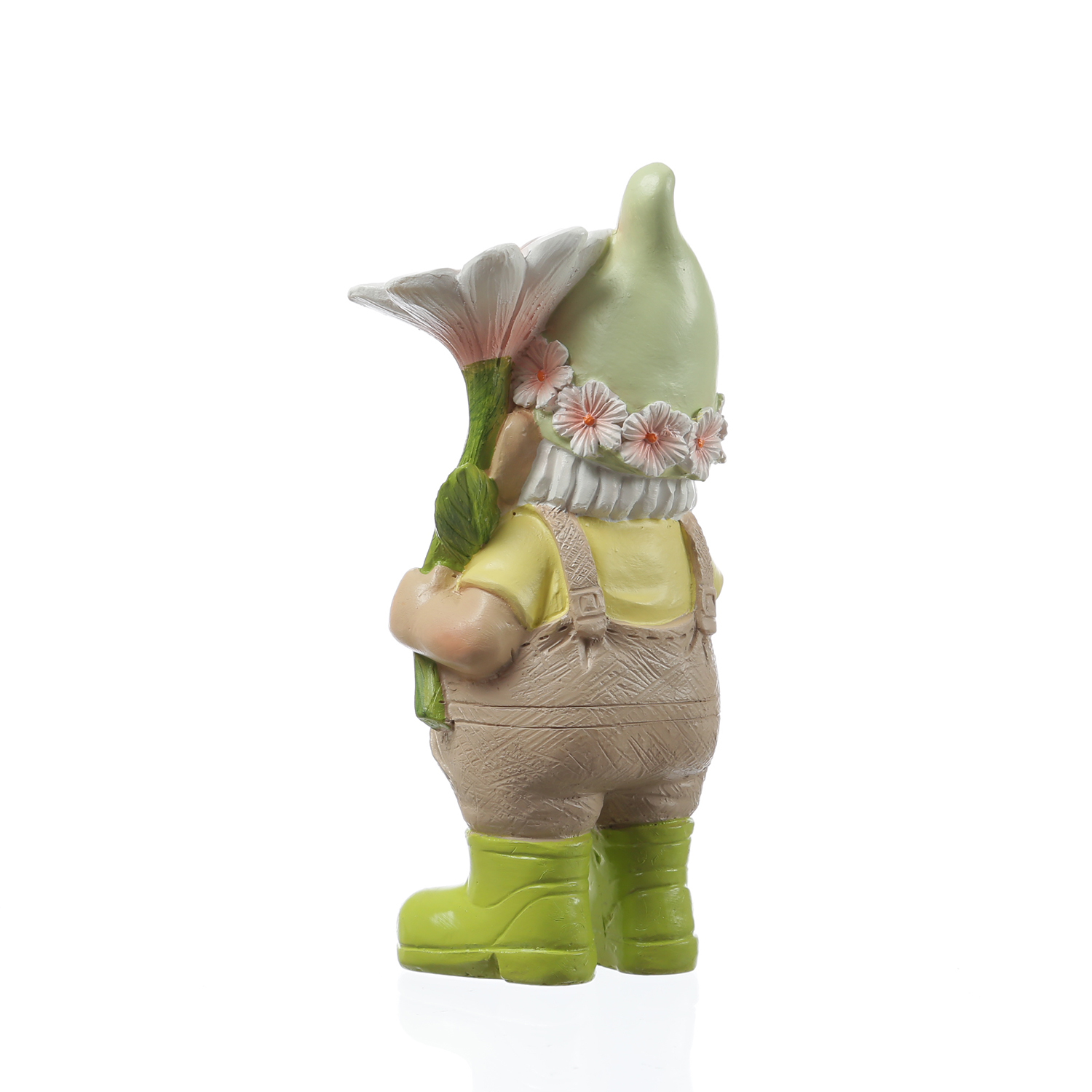 Gartenzwerg BERT - Zwerg mit Vögelchen und Blume - Gartenfigur - Polyresin - H: 17,5cm - bunt