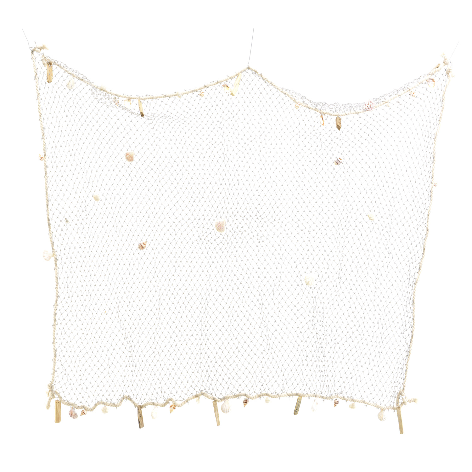 Deko Fischernetz mit Muscheln - maritime Dekoration - 100 x 140cm - natur