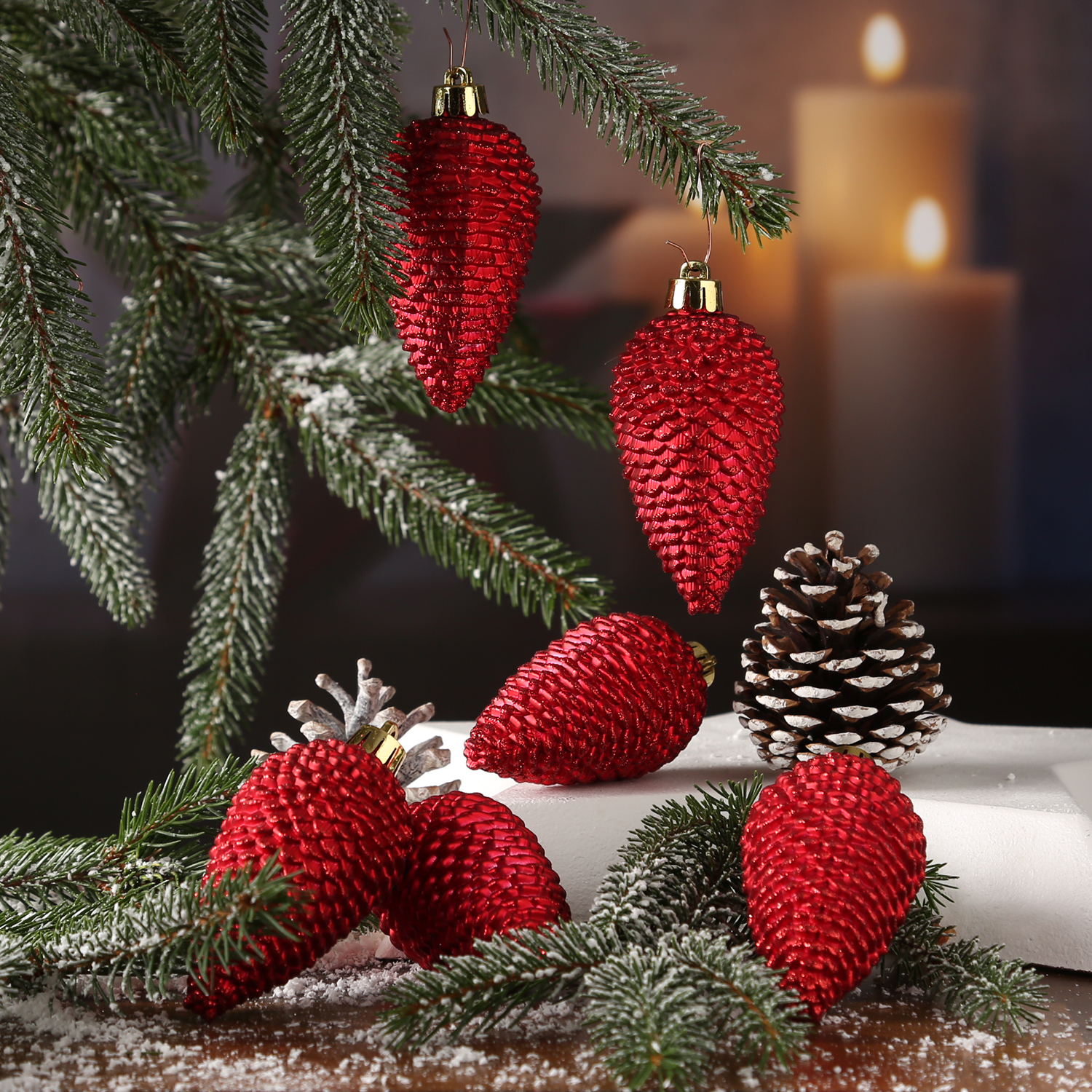 Weihnachtsbaumschmuck ZUCKERSTANGE - bruchfest - inkl. Aufhänger - H: 12cm - rot, weiß