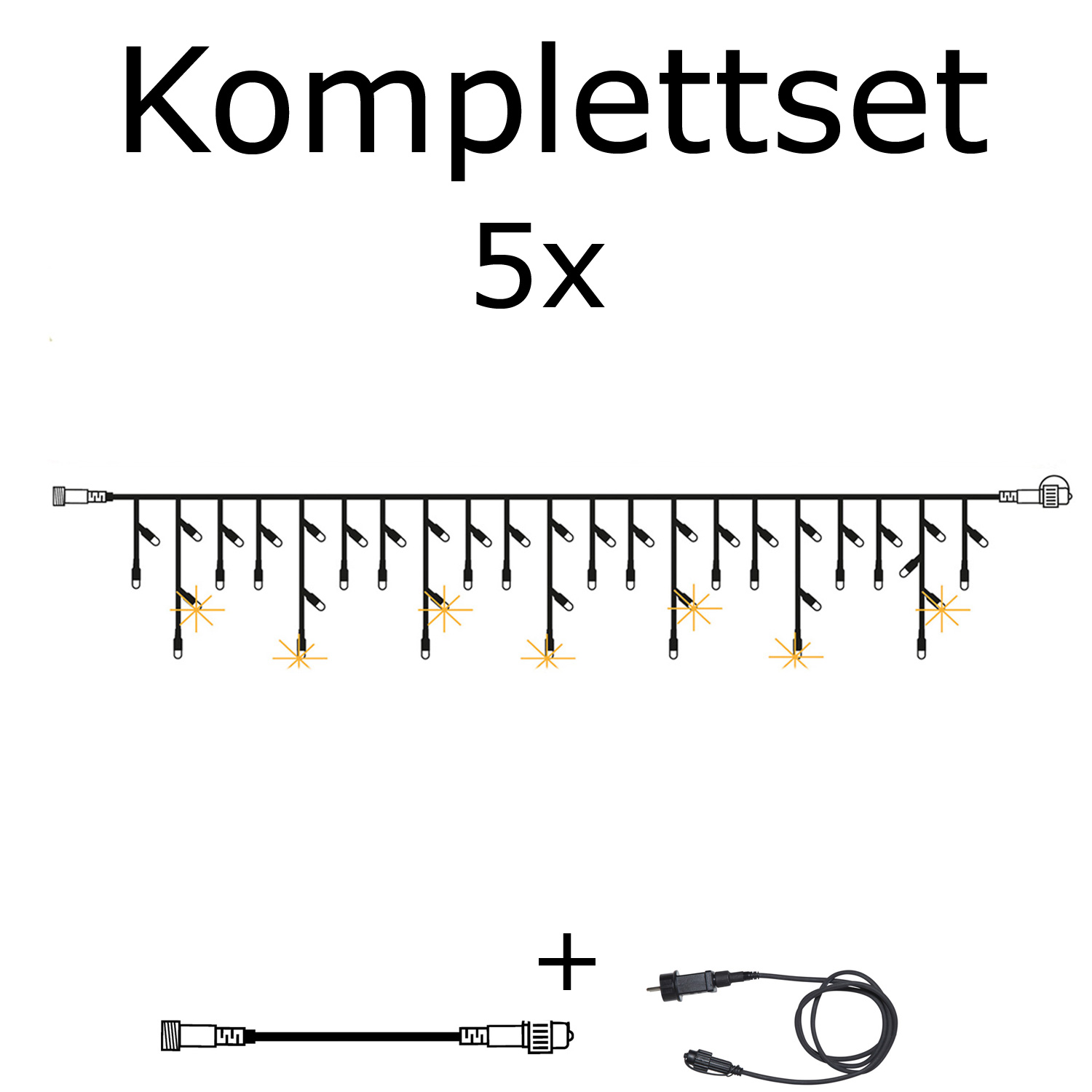 SYSTEM 24 KOMPLETT SET 15m - LED Lichtervorhang Eisregen Glitzereffekt - Icicle für Dachrinne
