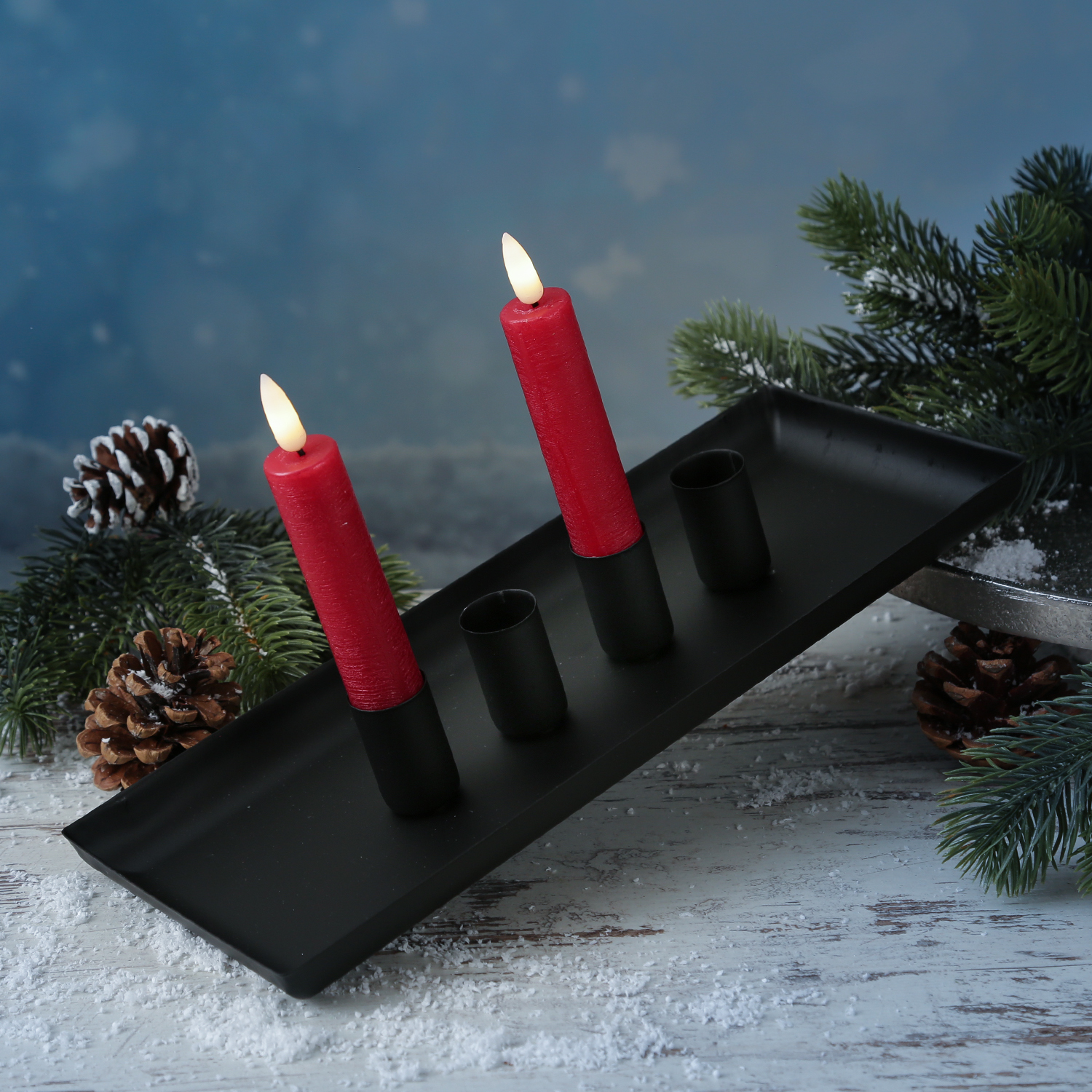 Stabkerzenhalter magnetisch - Kerzenständer für 4 Stabkerzen - Kerzentablett - 29x12cm - schwarz Stabkerzenhalter magnetisch - Kerzenständer für 4 Stabkerzen - Kerzentablett - 29x12cm - schwarz
