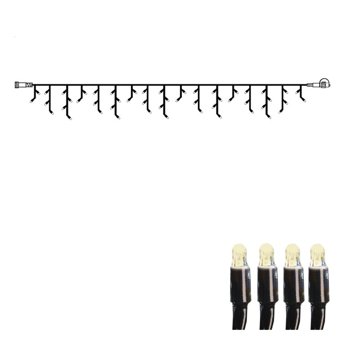 SYSTEM 24 KOMPLETT SET 15m - LED Lichtervorhang Eisregen - Icicle für Dachrinne, Garage etc.