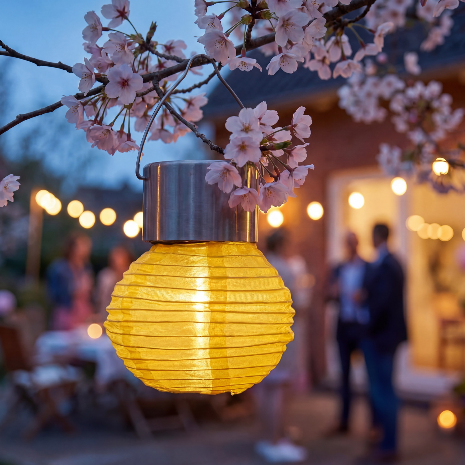 LED Solar Mini Lampions - kaltweiße LED - H: 9,5cm - D: 7cm - Lichtsensor - gelb - 4er Set