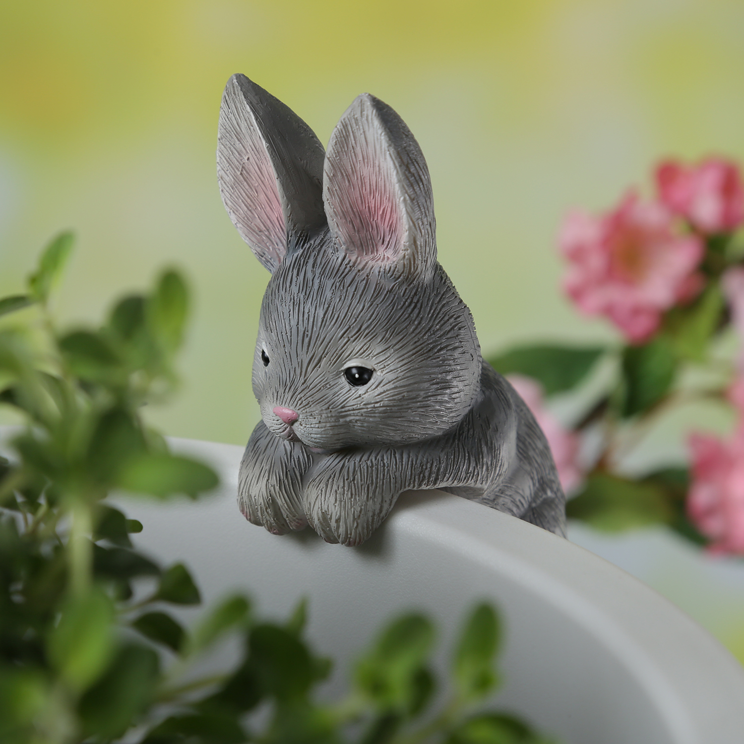 Blumentopfhänger Hase - niedliche Dekofigur als Topfhänger - Tierfigur - Polyresin - H: 11,5cm