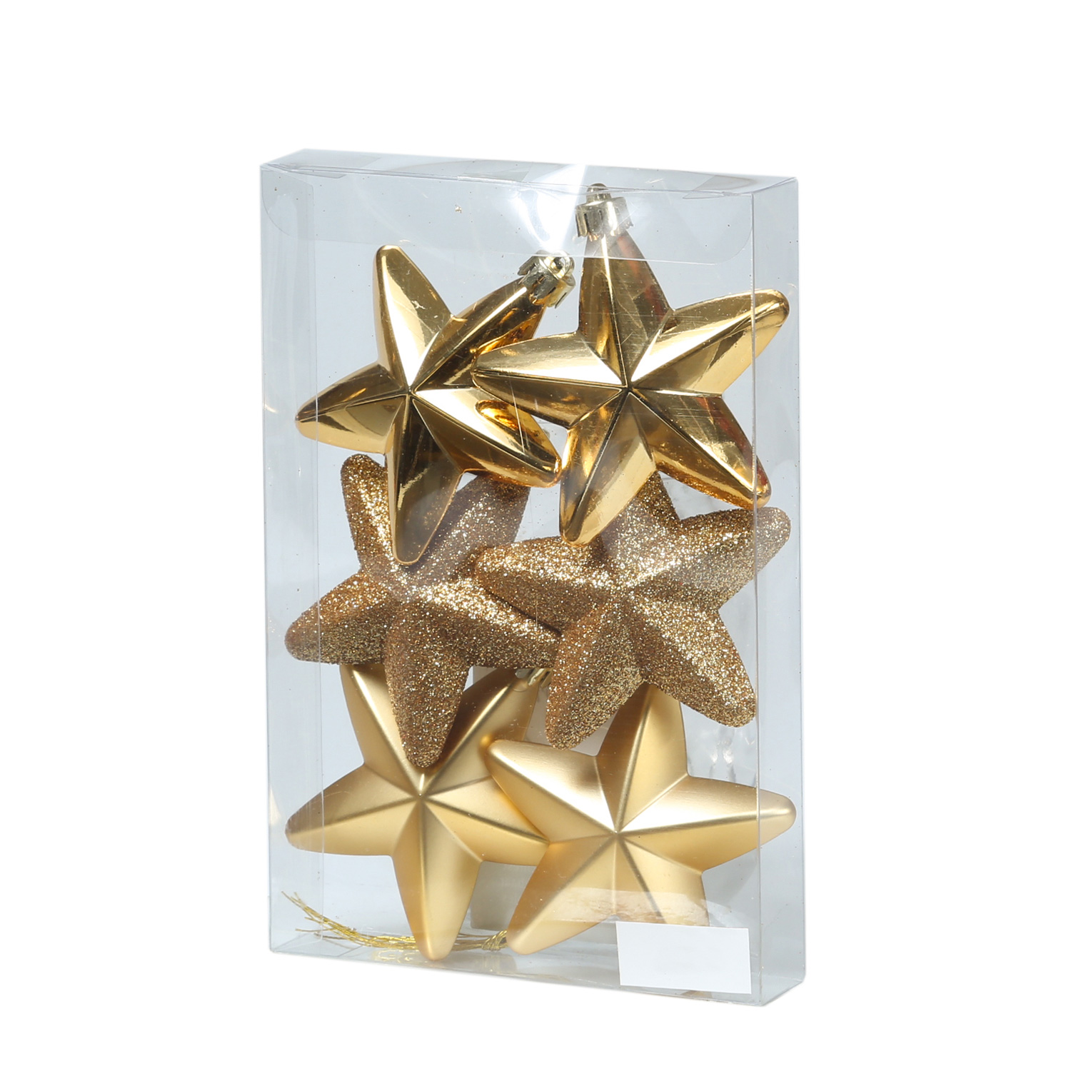 Christbaumschmuck STERN - Weihnachtsschmuck - bruchfest - glänzend matt glitzernd - gold - 6er Set