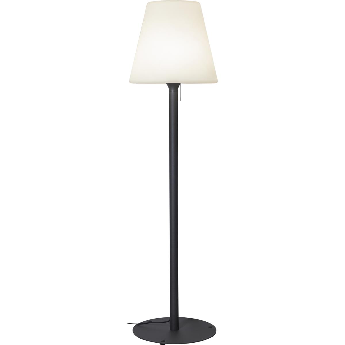 Garten Beistelllampe/Stehlampe - H: 187cm - weißer Lampenschirm, D: 50cm - E27 Fassung - Outdoor