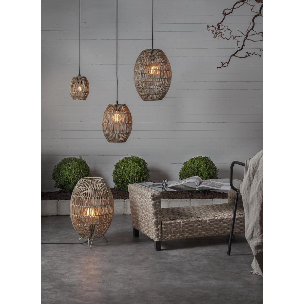 Dekoleuchte/Lampenschirm - D: 30cm, H: 46cm - für E27 Fassungen - outdoor - beige