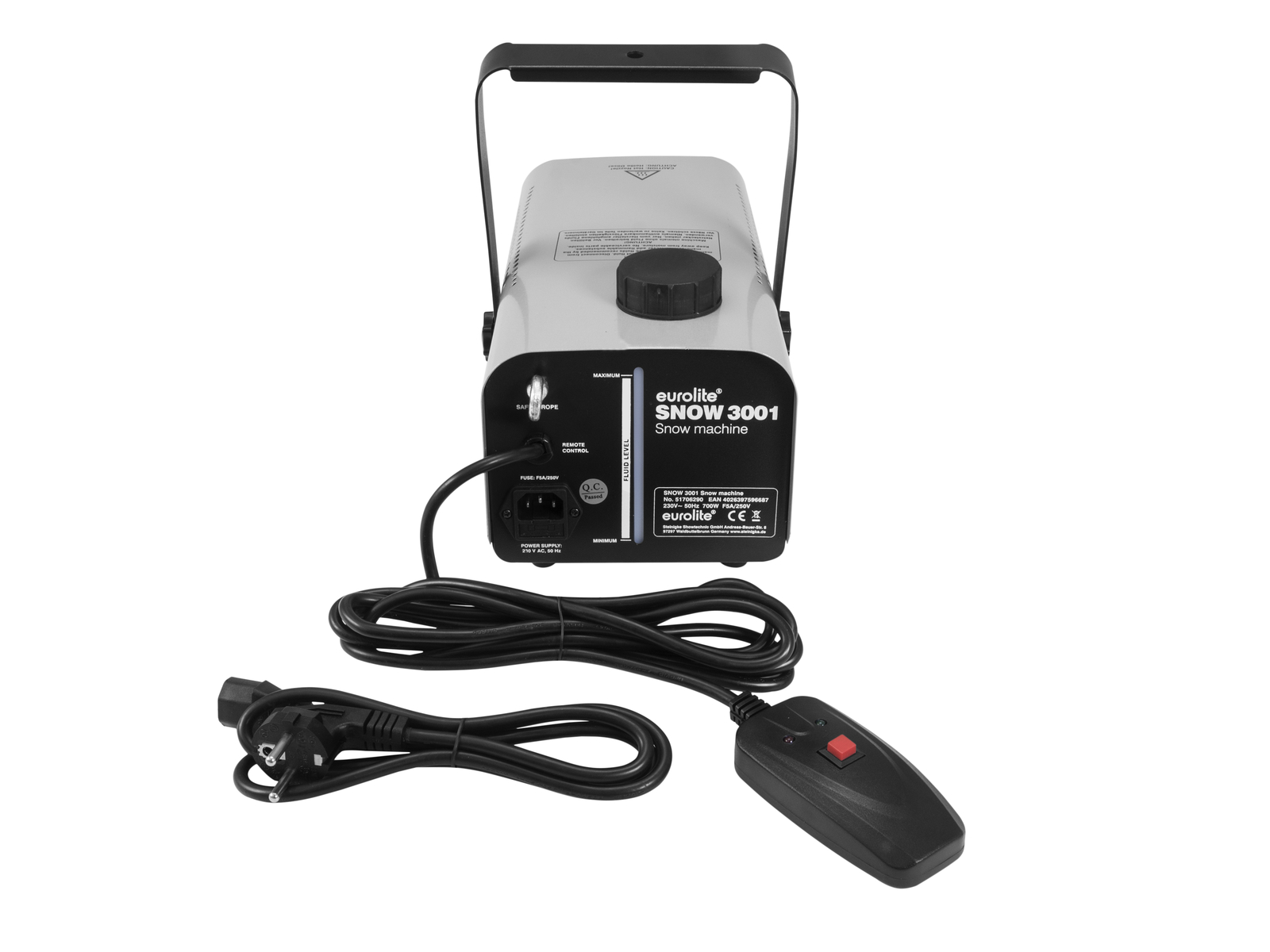 Schneemaschine Snow 3001 - 700W - mit Fernbedienung - Für Kunstschnee + 5 Liter Fluid