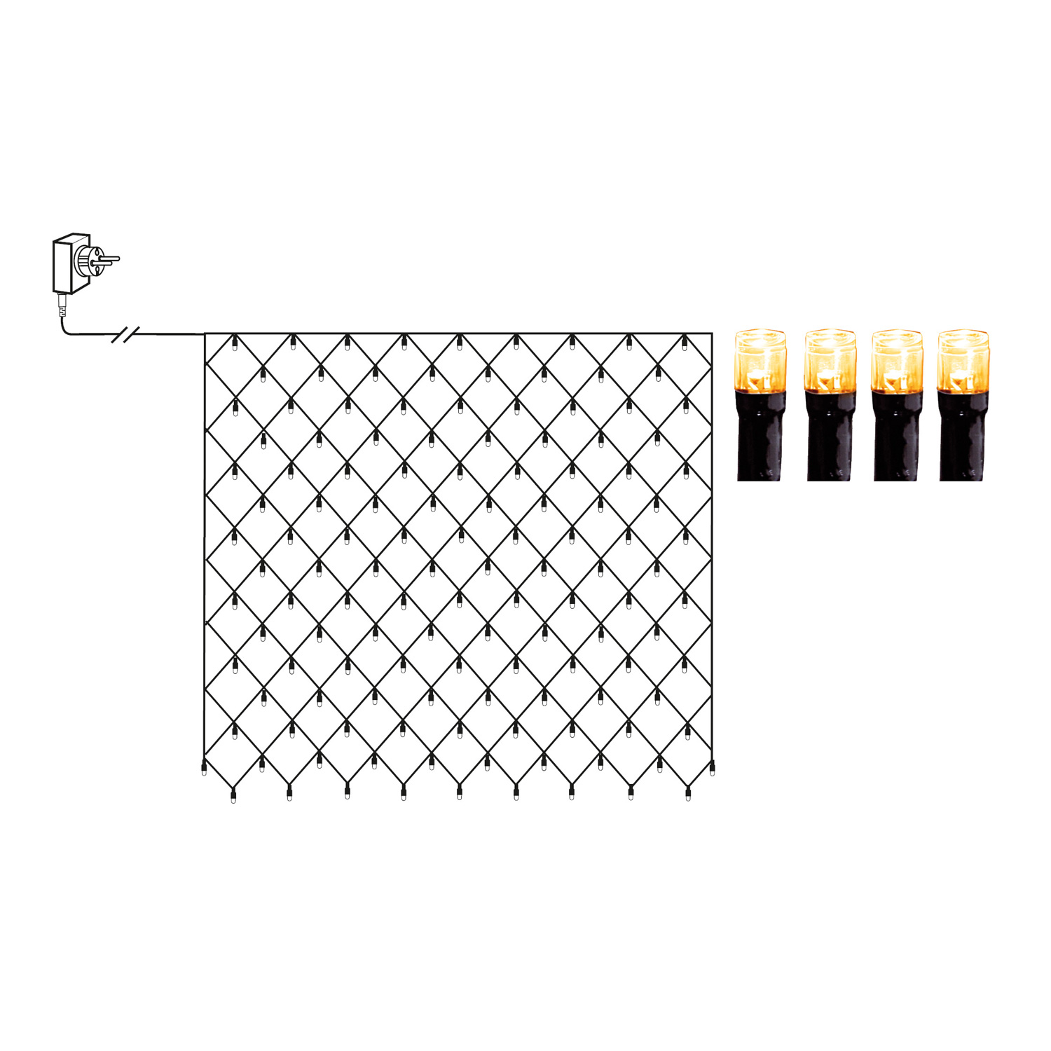 LED Lichternetz - Serie LED - outdoor - 160 ultra warmweiße LED - 2.00m x 2.00m - schwarzes Kabel