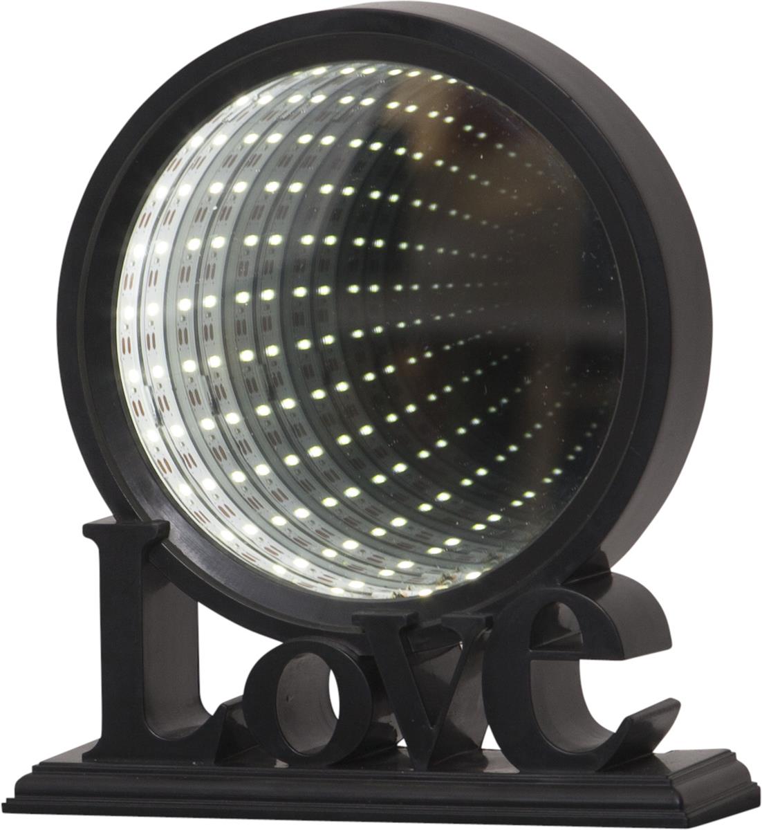 LED-Leuchtkreis "LOVE"- endlos Spiegeleffekt - 26 kaltweiße LED - Batteriebetrieb - schwarz