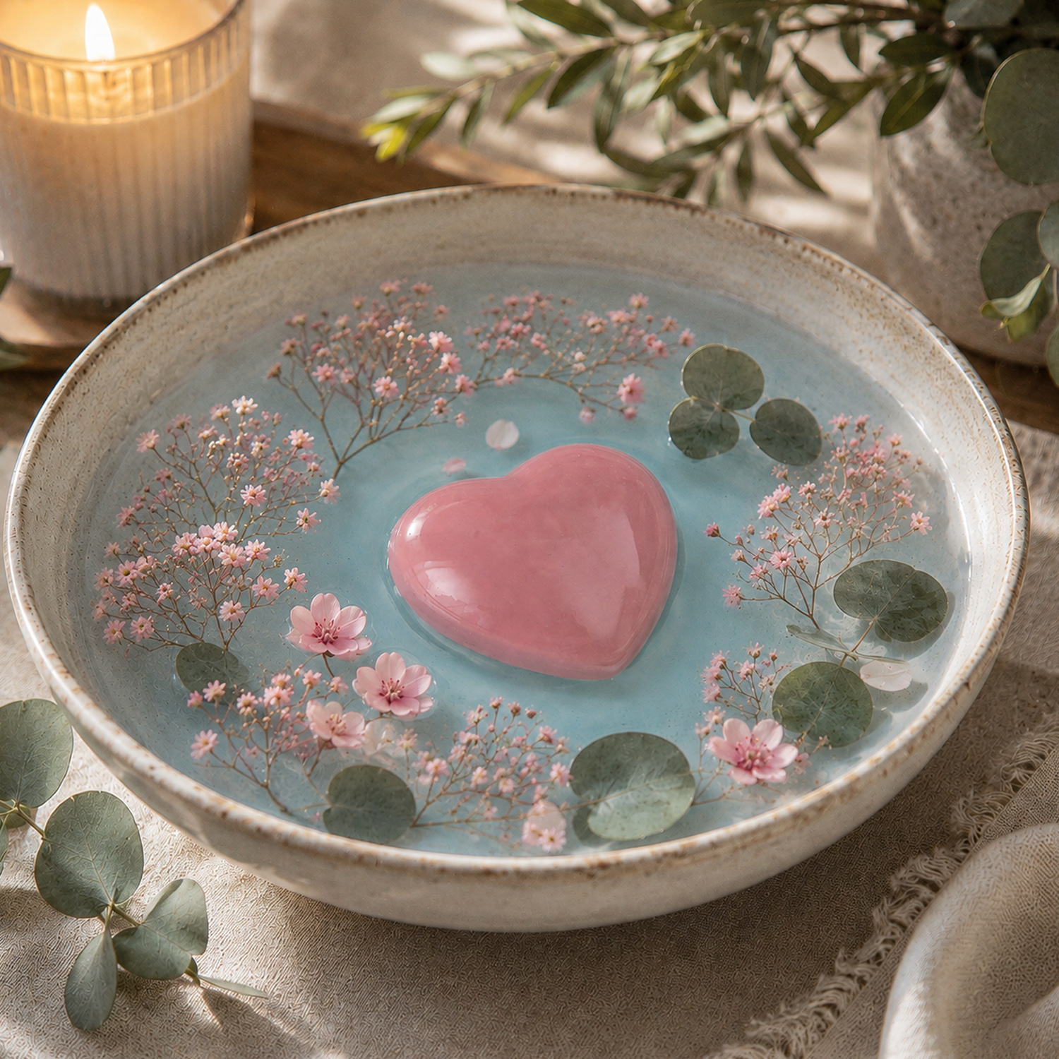 Teichdeko HERZ - Dekoobjekt - Porzellan - schwimmend - L: 8,5cm - rosa